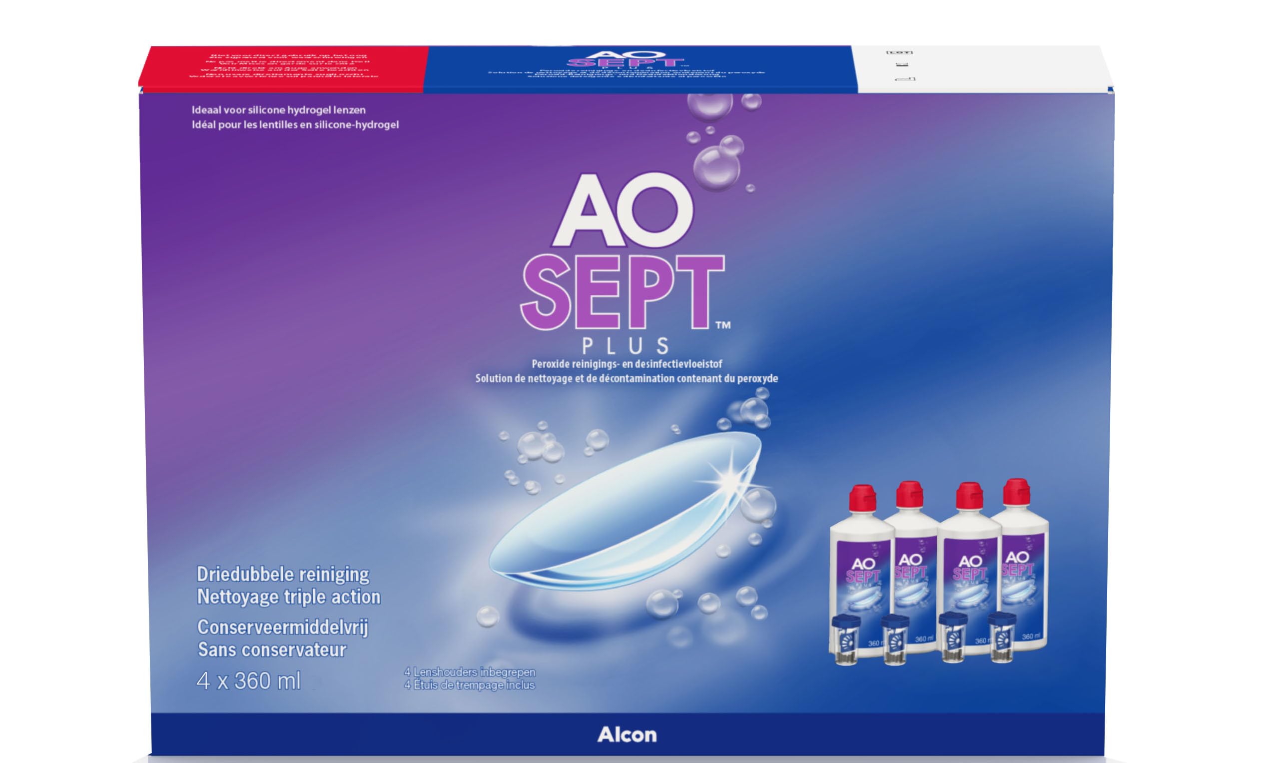 Alcon Aosept Plus Systempack, 4 x 360 ml, 1er Pack (1 x 1.44 l) | Tiefenreinigung und Desinfektion für weiche und harte Kontaktlinsen