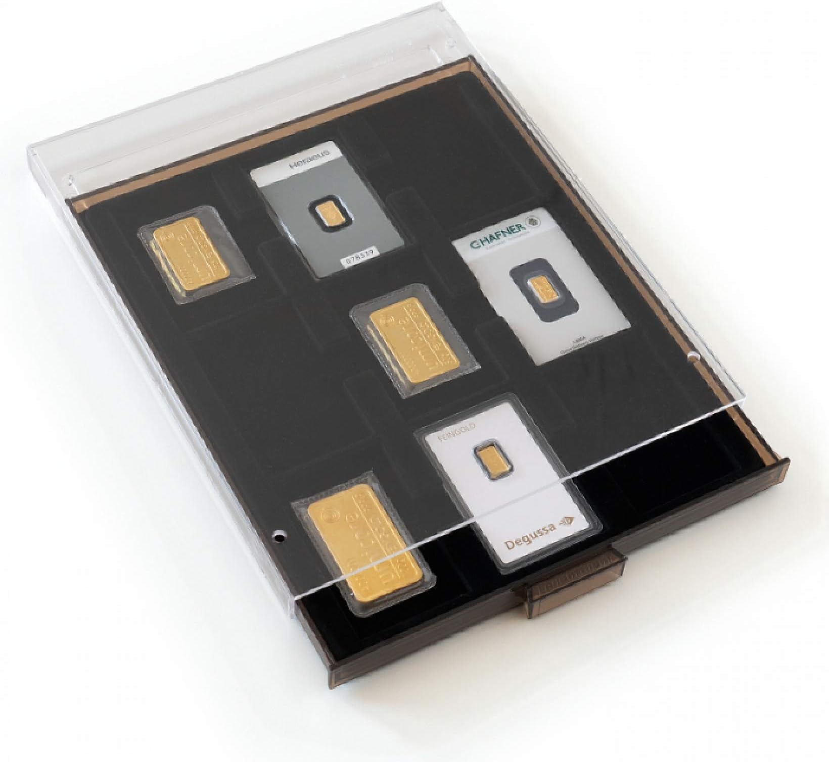 Leuchtturm Medalist with 9 Compartments for Gold Bullion Shaped in Blister Pack - Coin Set - Toys and Games - Kid - 9 Gold Bars in Blister Packaging