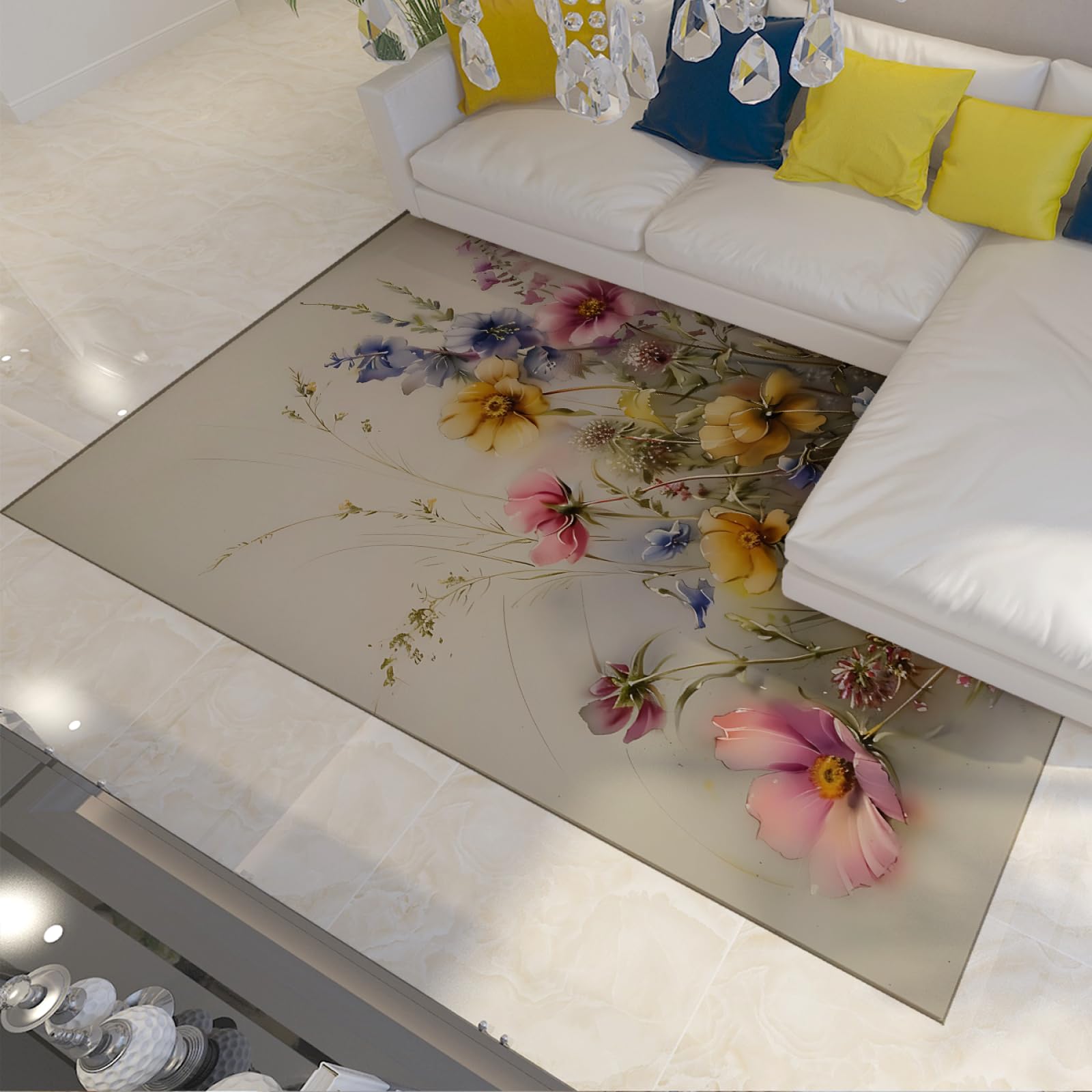 Tapis moderne léger et facile à nettoyer pour salon dynamique