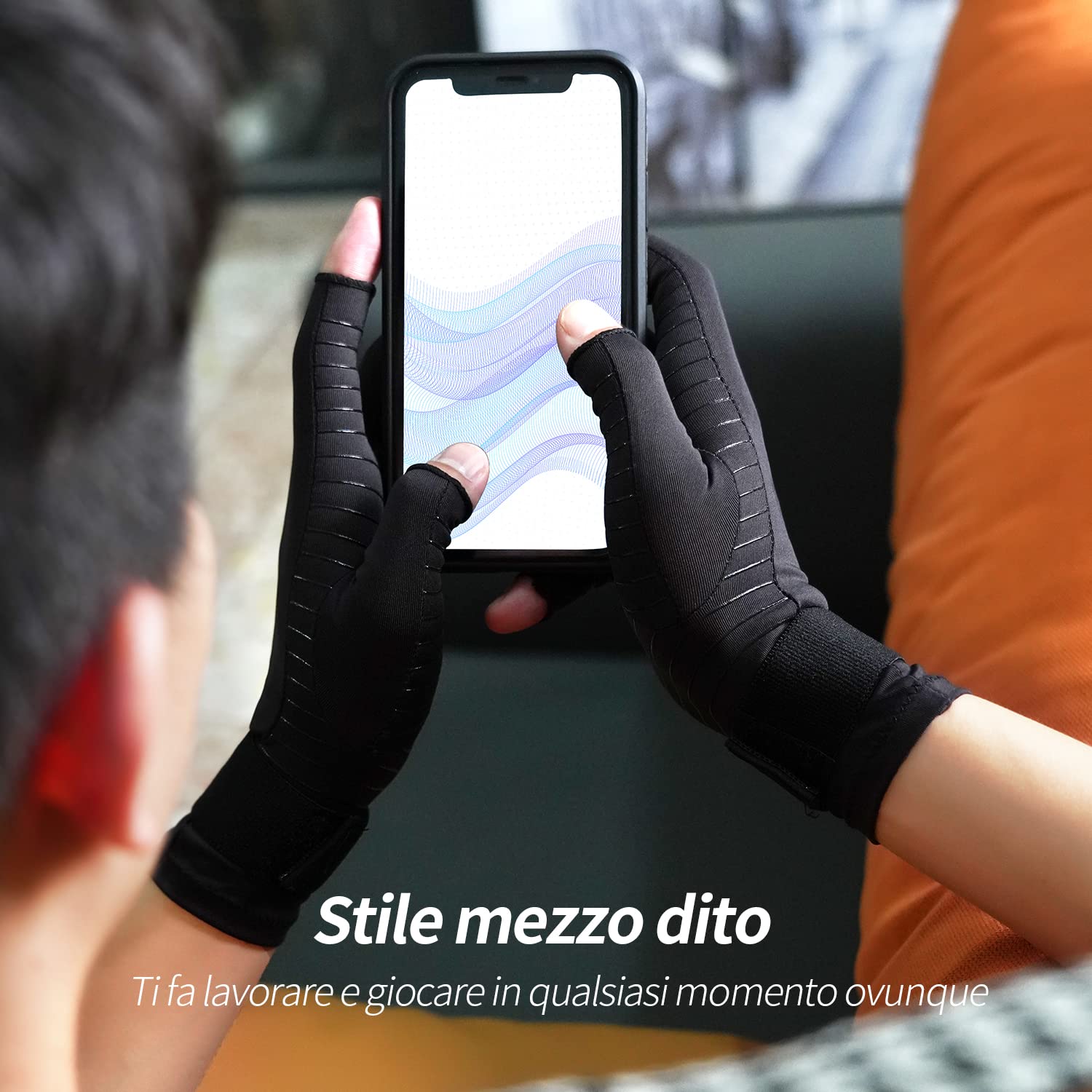Guanti A Mezze Dita In Fibra Di Rame Per Artrite E Tunnel Carpale, Compressione, Con Silicone Antiscivolo, Uomo E Donna, Taglia M