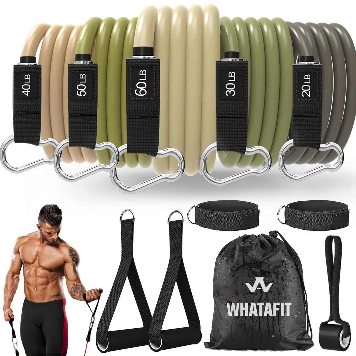 Bandes de résistance WHATAFIT J pour musculation à la maison