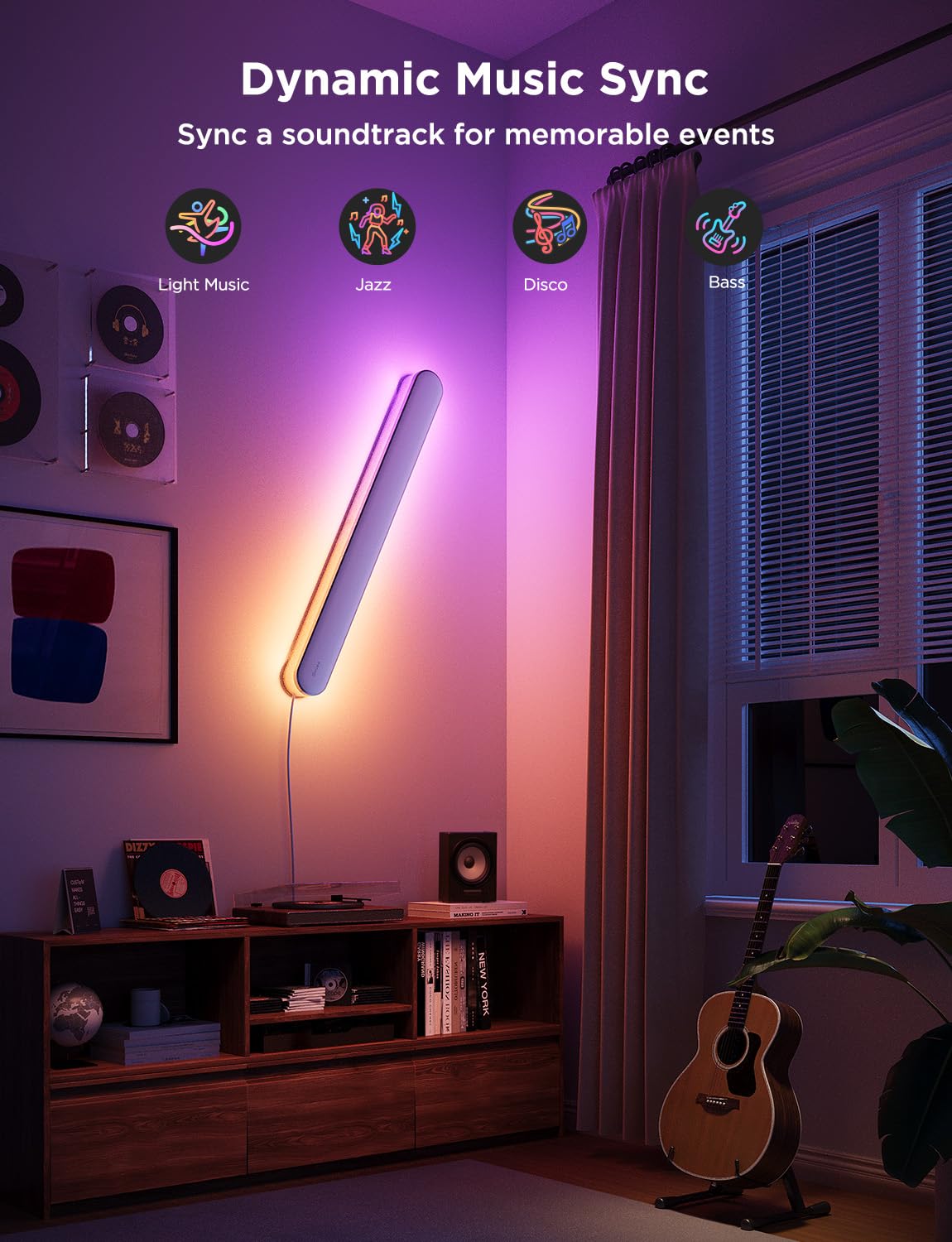 Govee RGBICW Wandleuchte Innen 1200lm Smart LED Wandlampe Musik-Sync 1Stück | Smart Wandleuchte Kompatibel mit Matter, Alexa & Google Assistant, Indirekte Beleuchtung für Wohnzimmer, Treppe, Flur