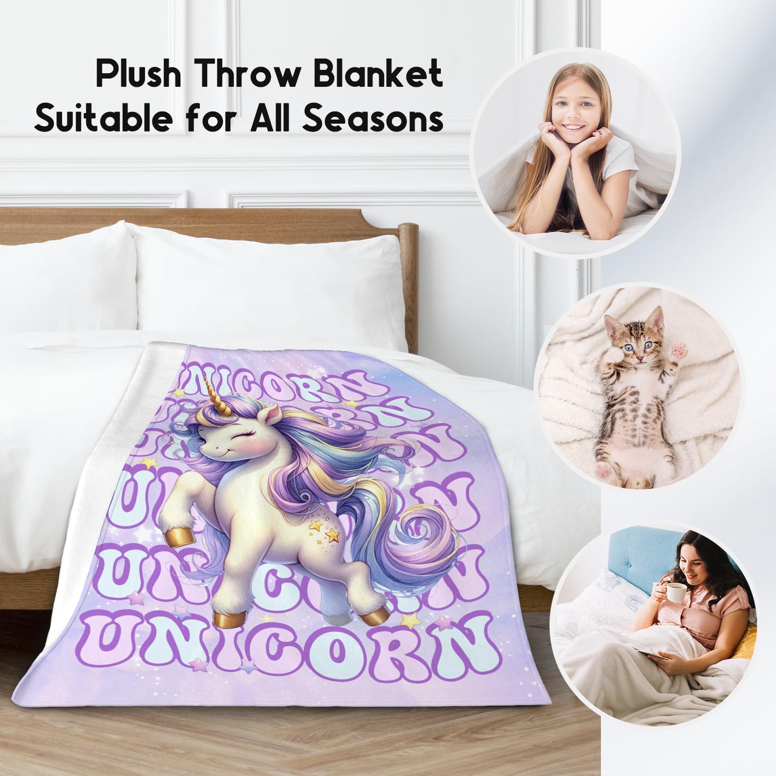Girls Unicorn Blanket for Kids, 40