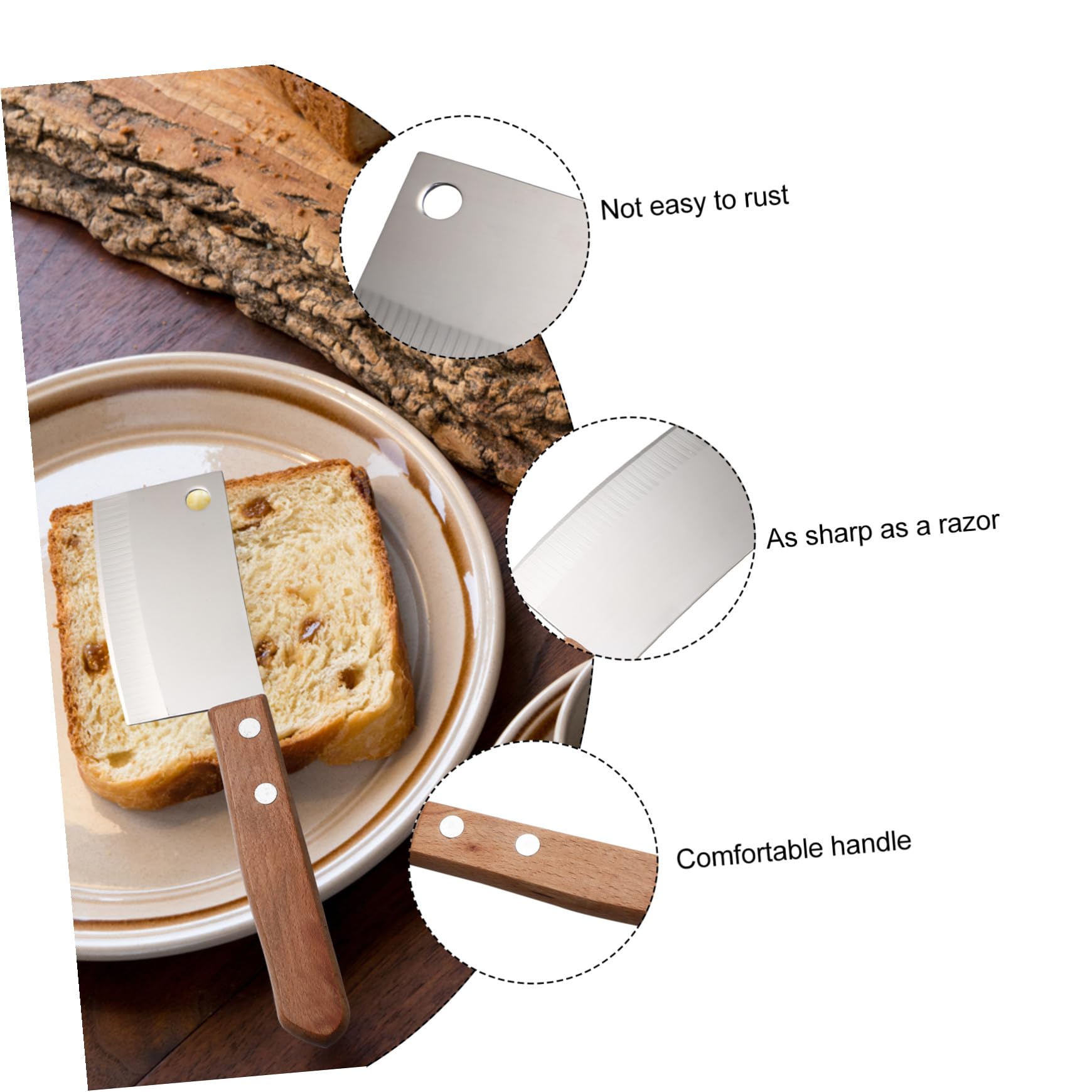 Mini Couteau Cuisine 2 Pièces en Acier Inoxydable pour Fromage | Compact, Résistant à L'usure la Casse, Manche Bois, Rangement Facile, Couleur Argenté