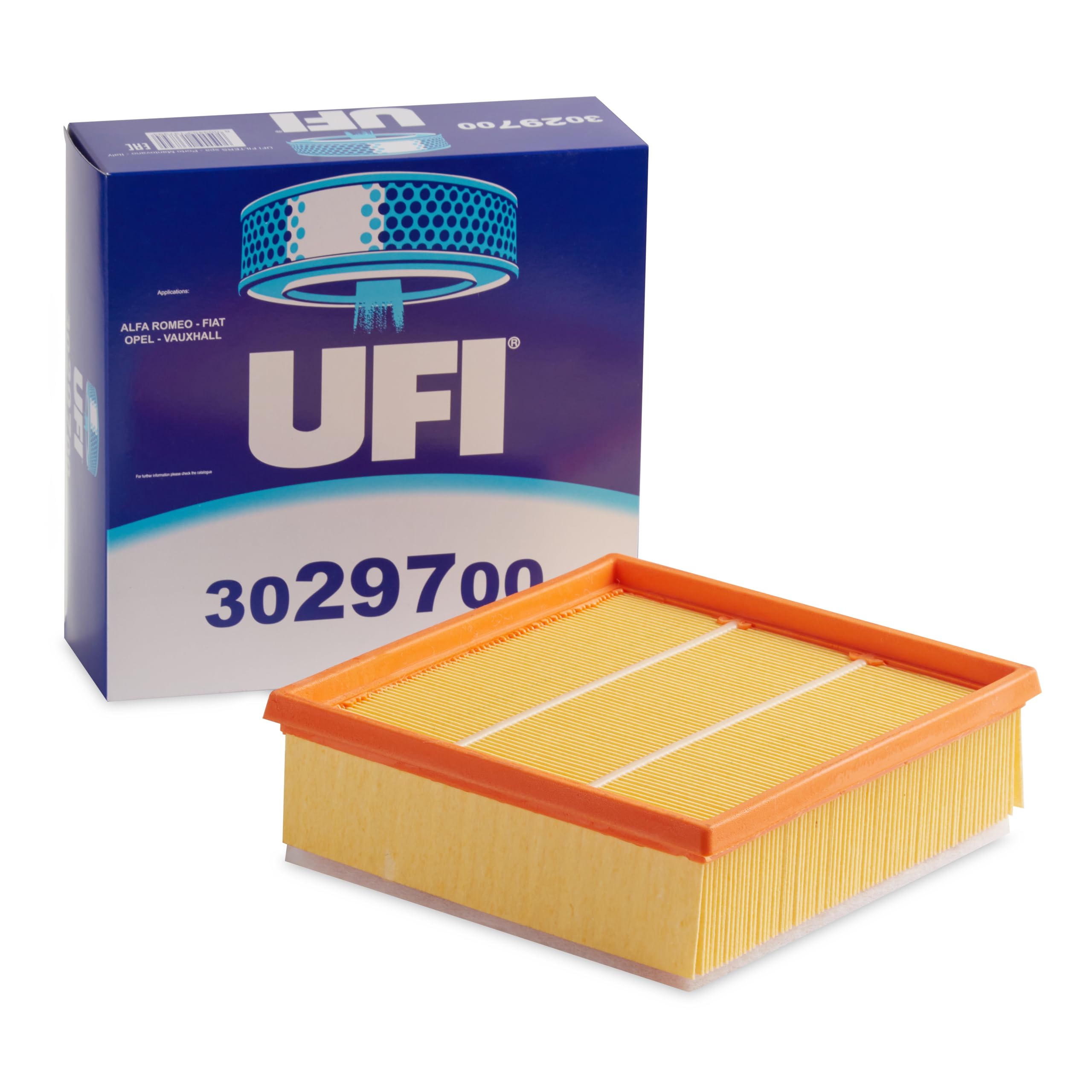 UFI Filters, Filtro de Aire 30.297.00, Filtro de Aire de Recambio, Apto para Coches, Apto para Modelos de Alfa Romeo, Abarth, Fiat, Opel y Vauxhall.