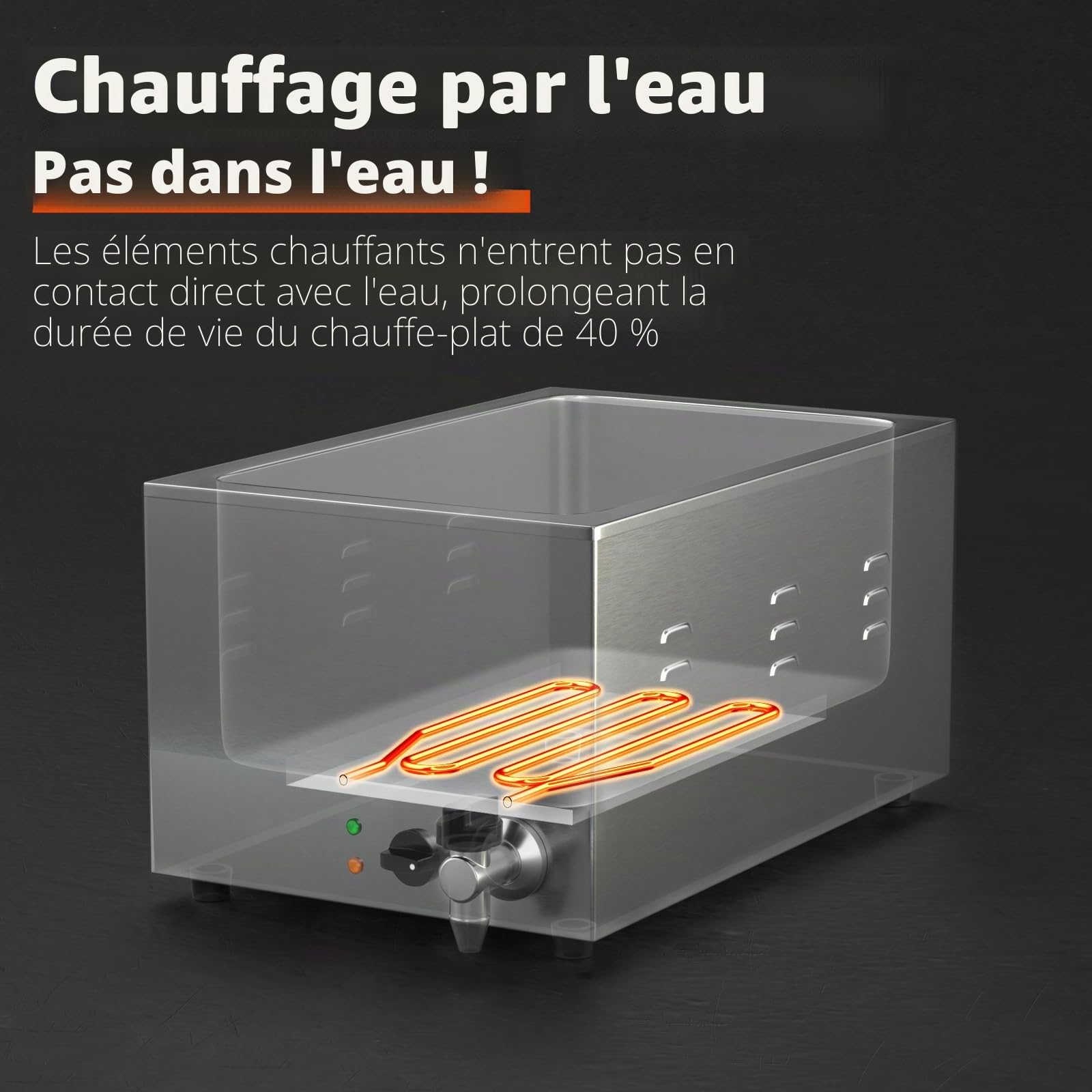 CROSSON Bain Marie Electric Professional 1500 W Electric Bain Marie Stainless Steel with Tap, 3 x 1/3 GN Containers with Lid, Adjustable Temperature 30°C - 85°C