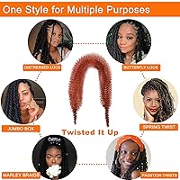 Vista 5 de Extensiones de cabello afro rizado Ginger 12 pulgadas, trenzas Marley de cabello trenzado elástico 350, extensiones de cabello afro rizado y rizado