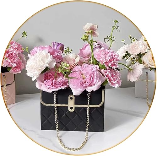 Miniatura 8 de Bolsas de regalo de flores, 8 bolsas de papel con forma de bolso, bolsas de papel de ramo con asa, caja de flores rectangular para arreglos para el