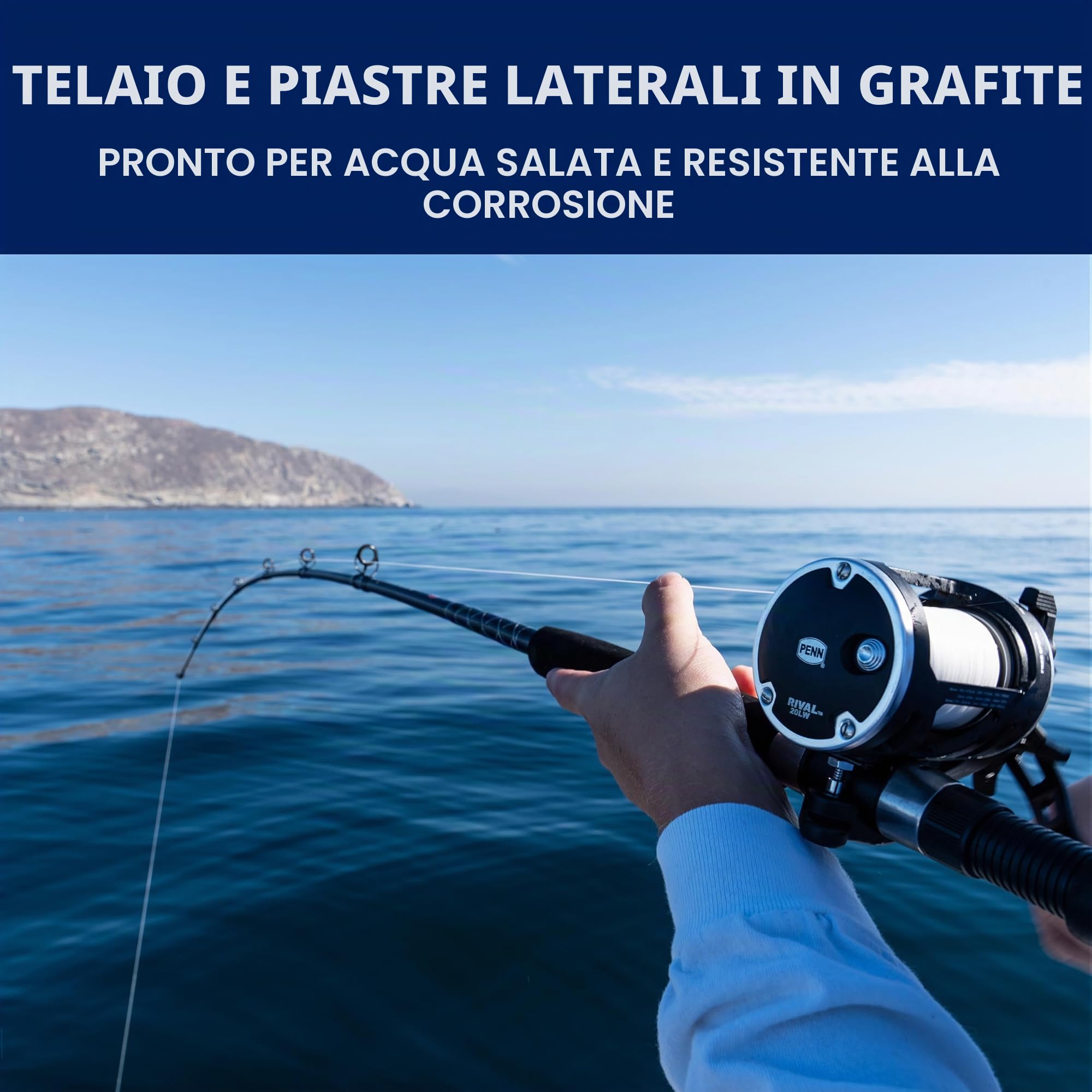 PENN Rival Level Wind Multiplier - Mulinello da pesca per barca e kayak, resistente per merluzzo, spigola, pesci piatti, razze, tope, pollack