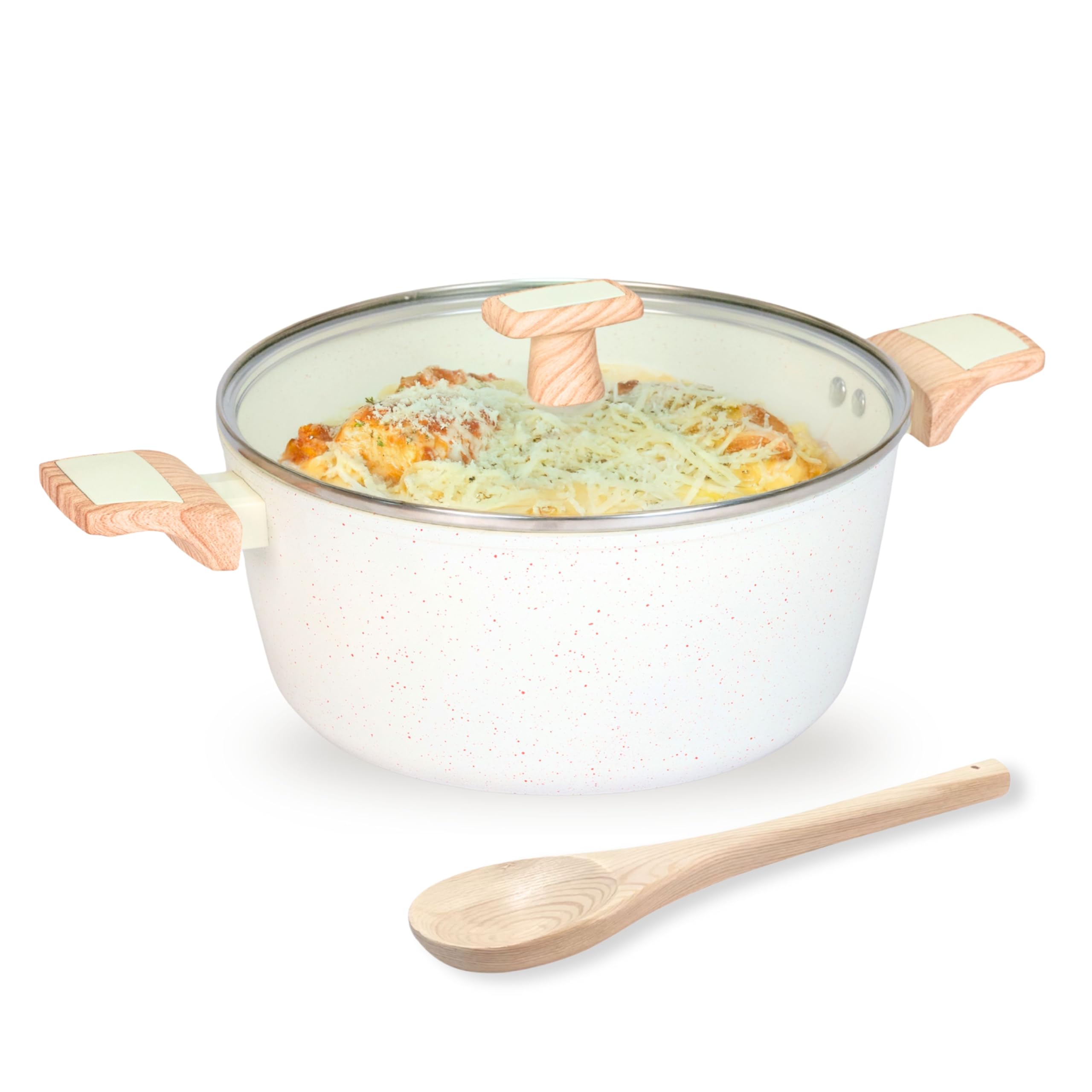 Kreme Ceracook Ceramic Coated Granite Casserole 4Ltrs /24cm with Glass Lid, Stew Pot, Biriyani, Rice, ISI Certified, Forged Aluminium, Gas & Induction Use, PFAS & PTFE Free, 1 Yr Warranty, Ivory-image-9