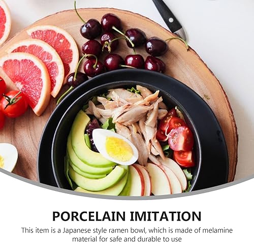 Miniatura 5 de UPKOCH Utensilios de plástico Tazón de ramen Tazones de fideos: 2 cuencos grandes de sopa Tazones de comida para ensalada de cereales Sopa Ramen