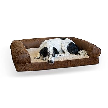 K&H Pet Products Bomber Memory Sofa Pet Bed Large Brown 30