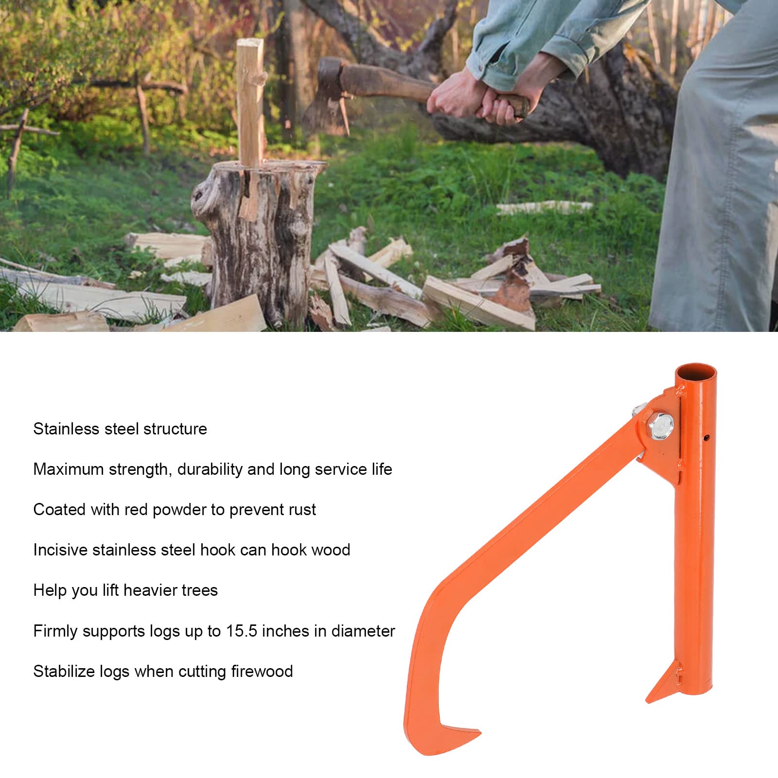 Pince à Bûches 43cm - Manipulation à Une Main - Pour Bois De Chauffage Et Jardin