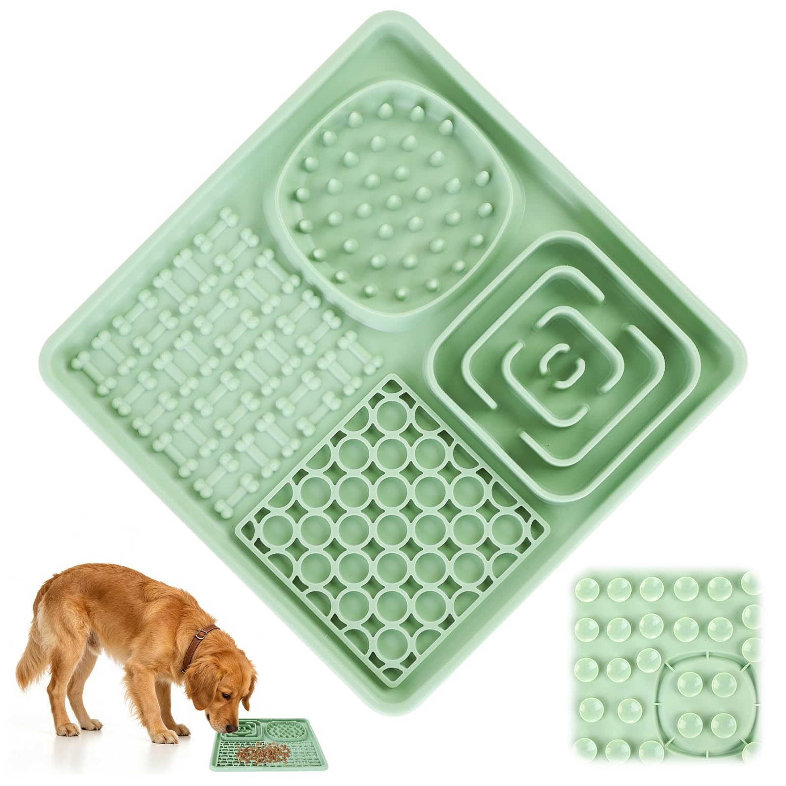 Lick Mat for Dogs Cats Large 20x20cm, Heavy Duty Silicone Feeding Lickmat with Suction Cups, Slow Feeder Treat Licking Food Mat for Puppy Cat, Ideal for Grooming Bathing Training Anxiety Relief