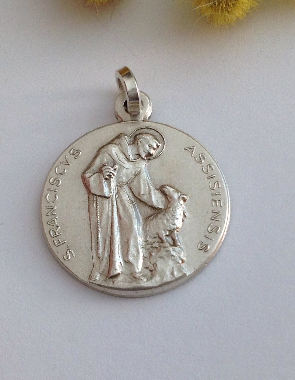 I G J Médaille de Saint François d'Assise en Argent Massif 925 - Patron de l'Europe