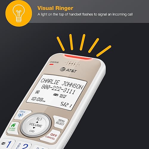 Miniatura 9 de AT&T Teléfonos inalámbricos para el hogar con contestador, 4 teléfonos DECT 6.0 Bluetooth expandibles, bloqueo inteligente de llamadas,