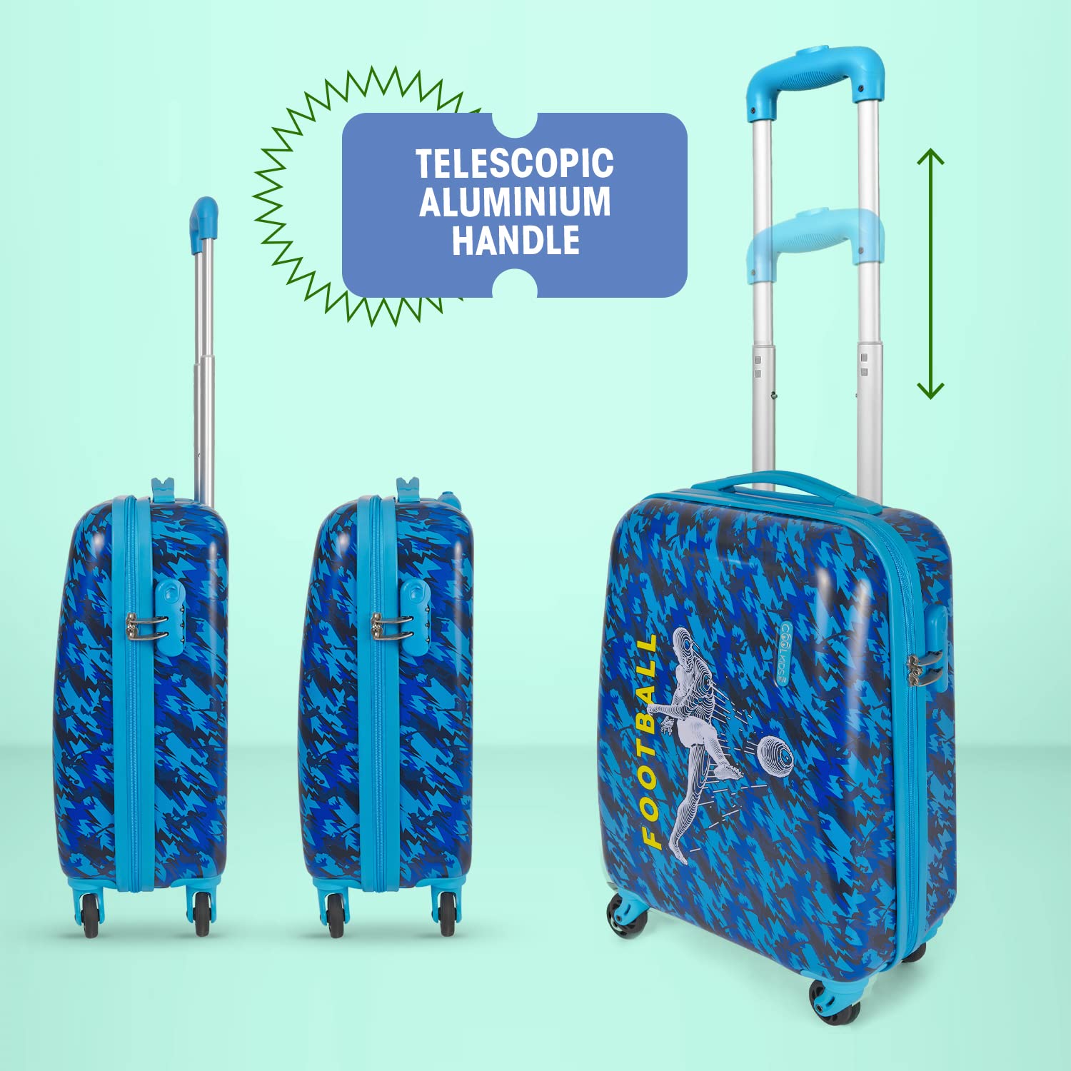 PERLETTI Valigia Rigida per Bambini - Trolley Cool Kids in ABS - Bagaglio Bimbo e Bimba con Lucchetto a Combinazione - Manico telescopico in alluminio e 4 ruote - 51x35x20 cm