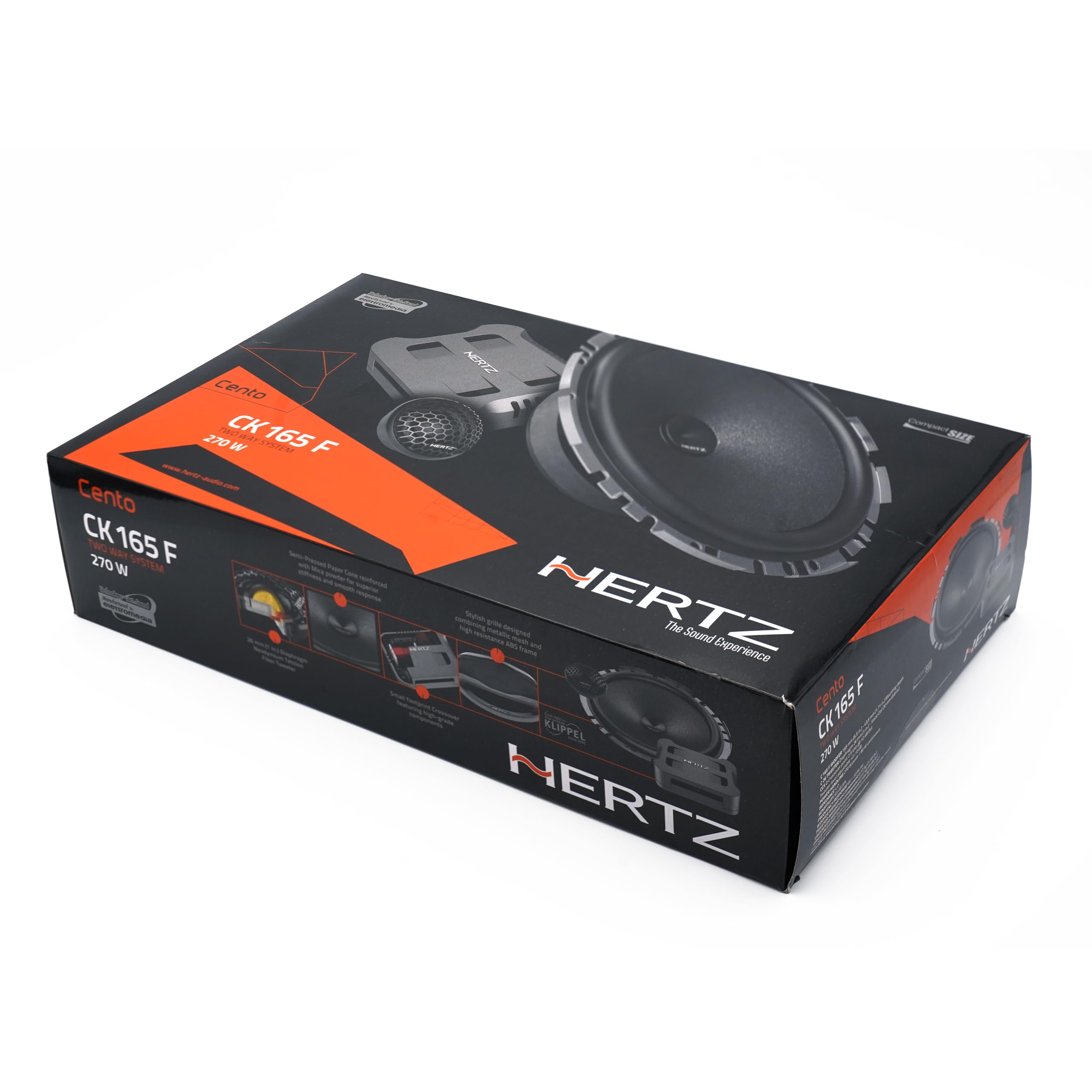 Hertz CK 165 F – Sistema audio a due vie per auto con woofer slim da 165 mm, tweeter da 26 mm, crossover e griglie - 270W