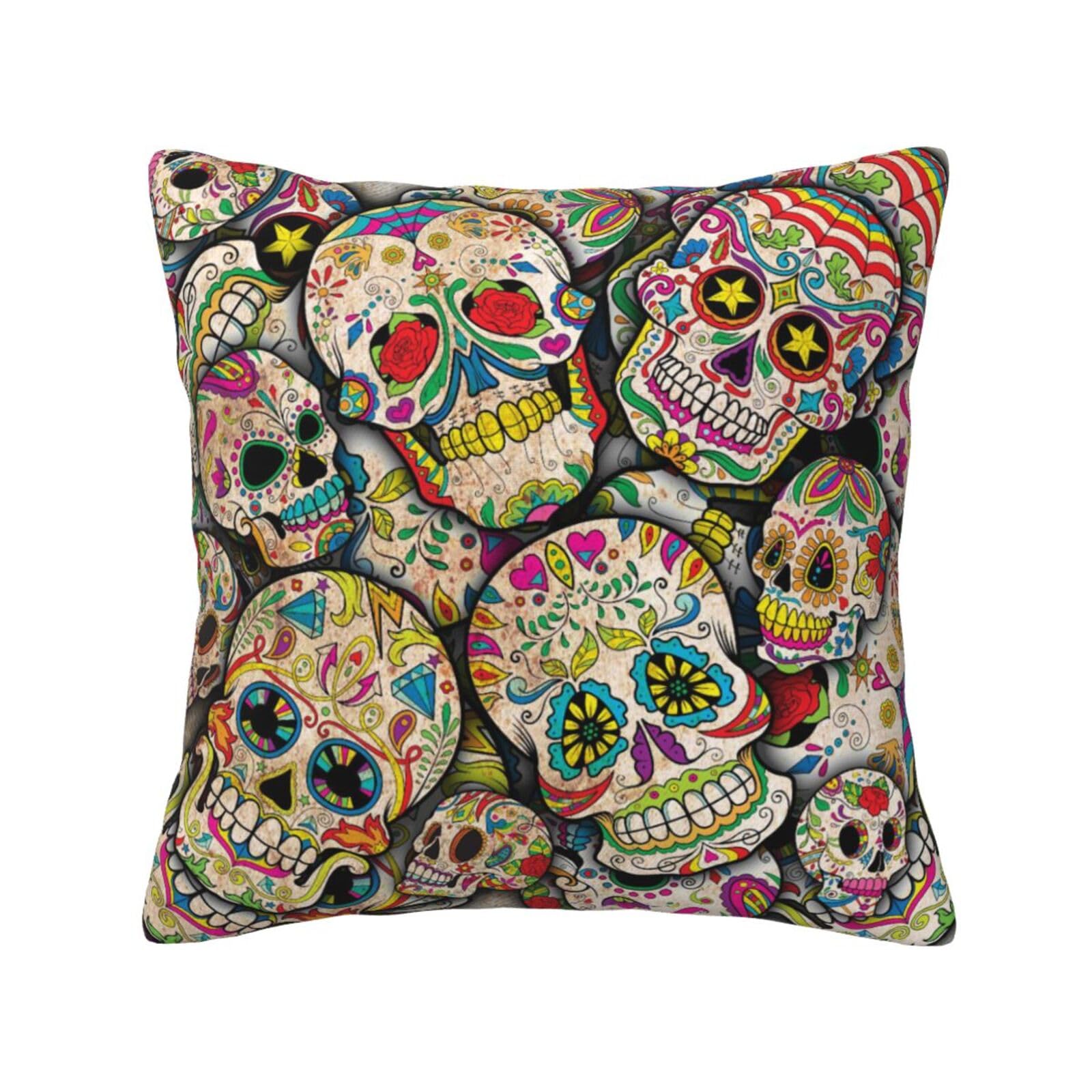 FFSHKOWE skull Decorative Throw Pillow Cover Double-Sided Printed Cushion Cover for Sofa Couch Bed Chair 40 x 40cm