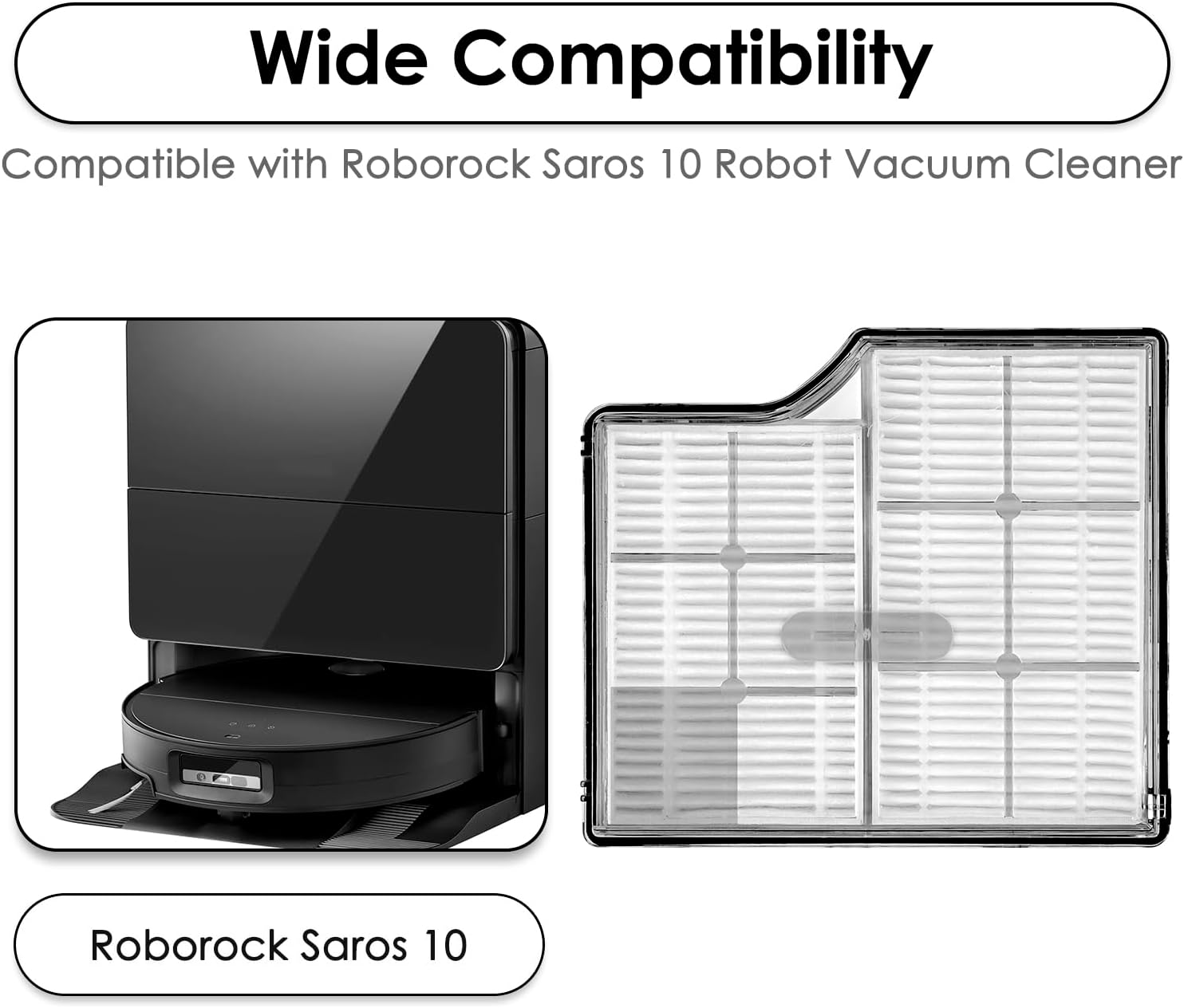 (3 Pack) Saros 10 Replacement HEPA Filters Compatible with Roborock Saros 10 Robot Vacuum Cleaner, Filter Kit, Vacuum Filters, Filters Accessories Kit, Canister Filters