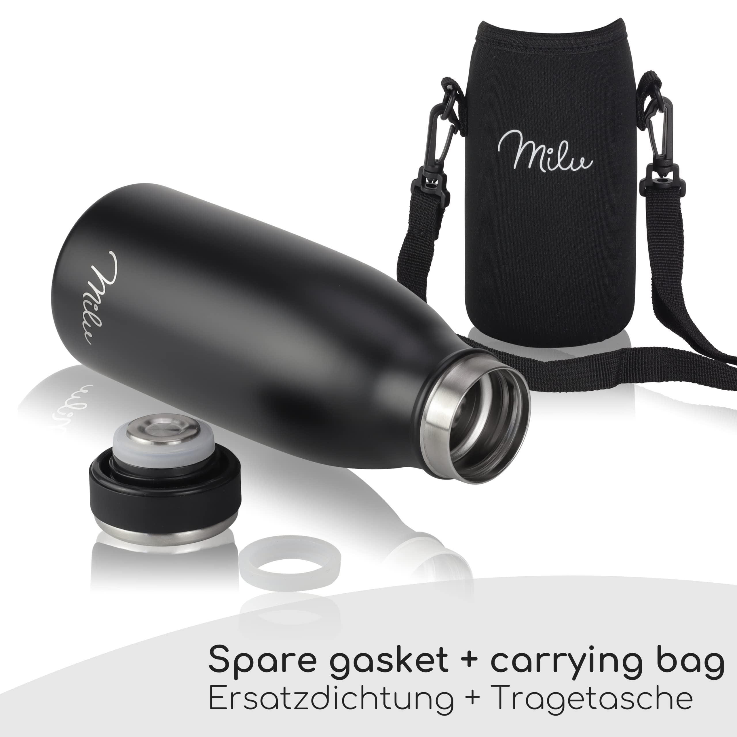 Milu Stainless Steel Drinking Bottle 350 ml, Insulated Thermo Flask for Water, Leak Proof, Insulated and Double Walled - Image 3
