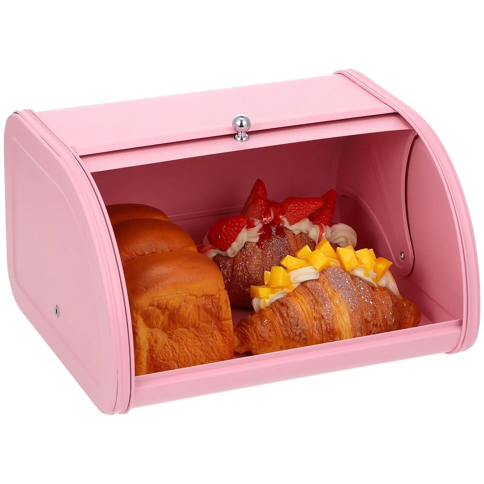 LSNNMU Heavy Duty Iron Bread Box Rolling Door Access Ventilation Holes For Kitchen Home Bakery Storage Rust Free Finish For Organisation