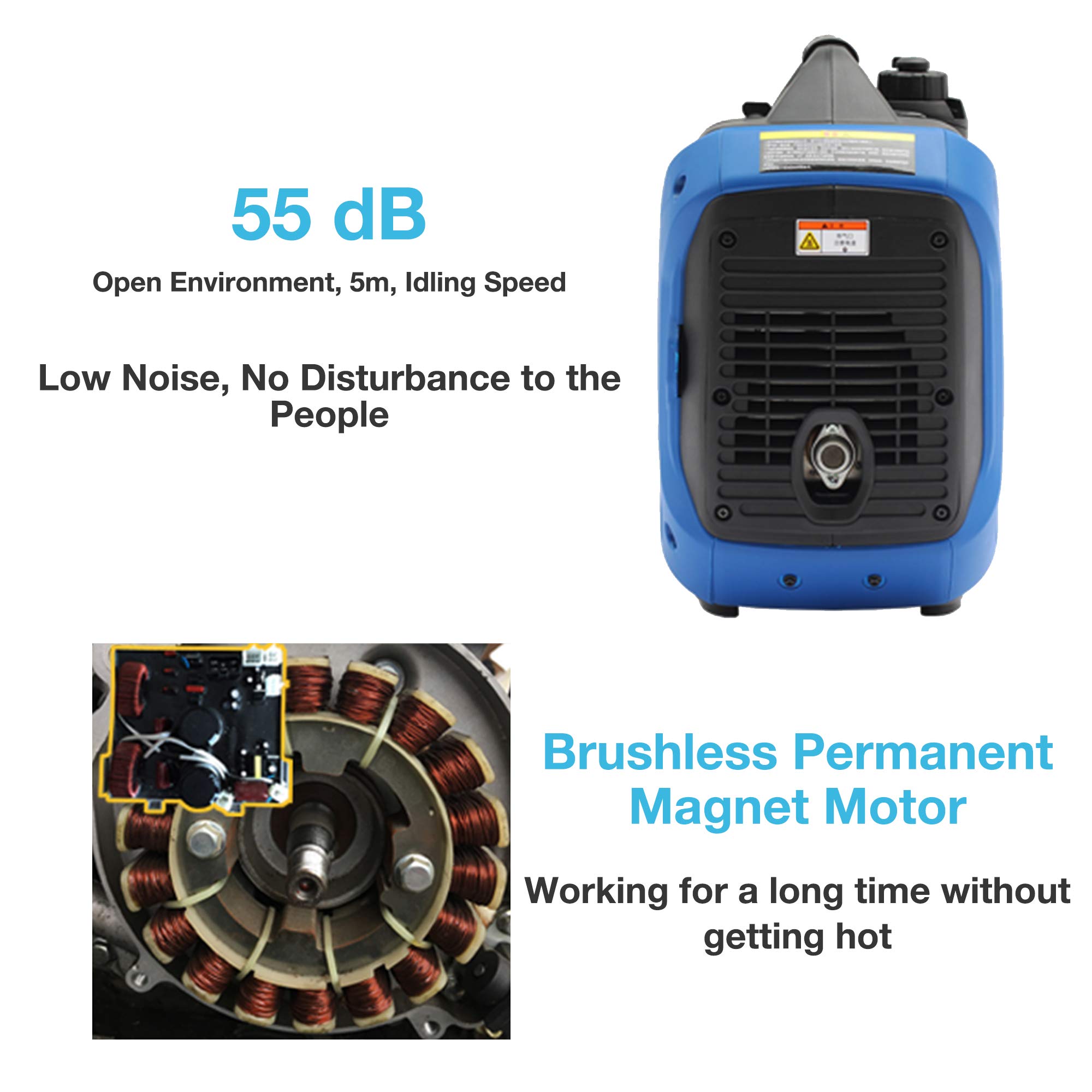 TGHY Inverter Generador de Gasolina de 2500 Vatios Ultra Silencioso y Liviano Alimentado por Gasolina Energía de Emergencia para Camping RV Pesca
