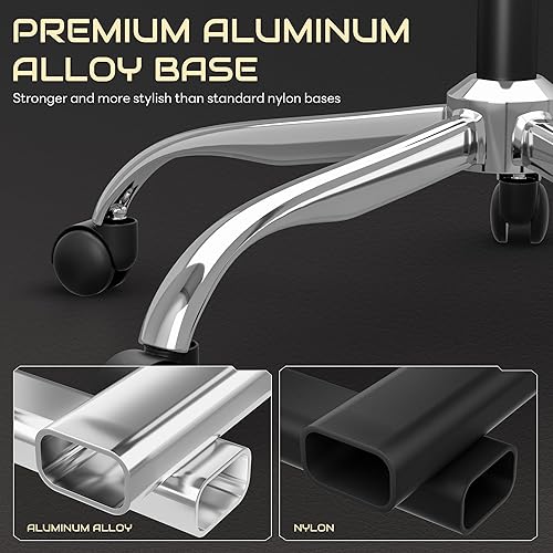 Miniatura 8 de Silla de juegos con reposapiés, silla ergonómica de malla de cuero de 330 libras, soporte lumbar de masaje, altura ajustable y almohada para