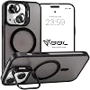 Case for iPhone from Babylon Camera Protected Matte Transparent Color Stand Case with Magsafe Wireless Charging Feature Lens Gift Black, iPhone 14