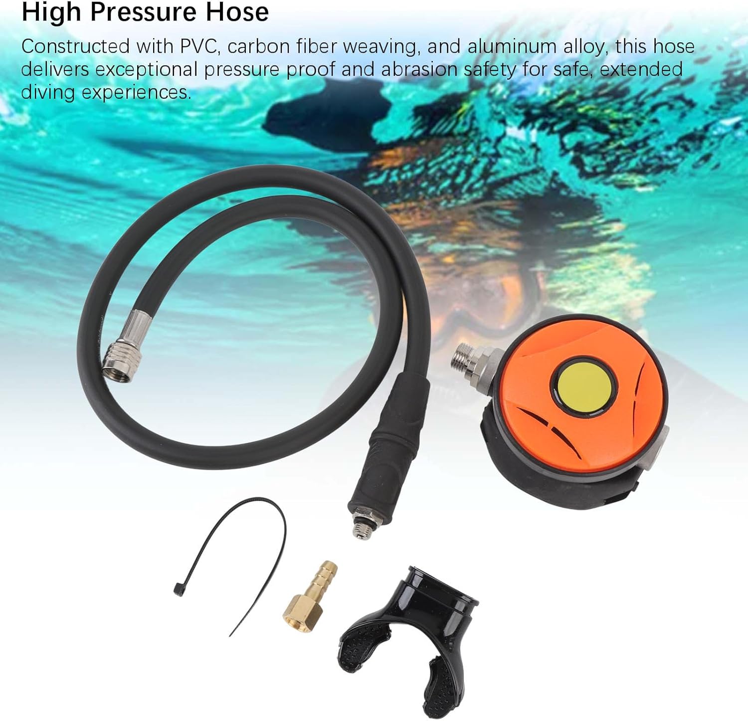 High Performance Scuba Diving Regulator - Durable High Pressure Hose with Comfortable Silicone Mouthpiece, for Safe and Enjoyable Underwater Adventures