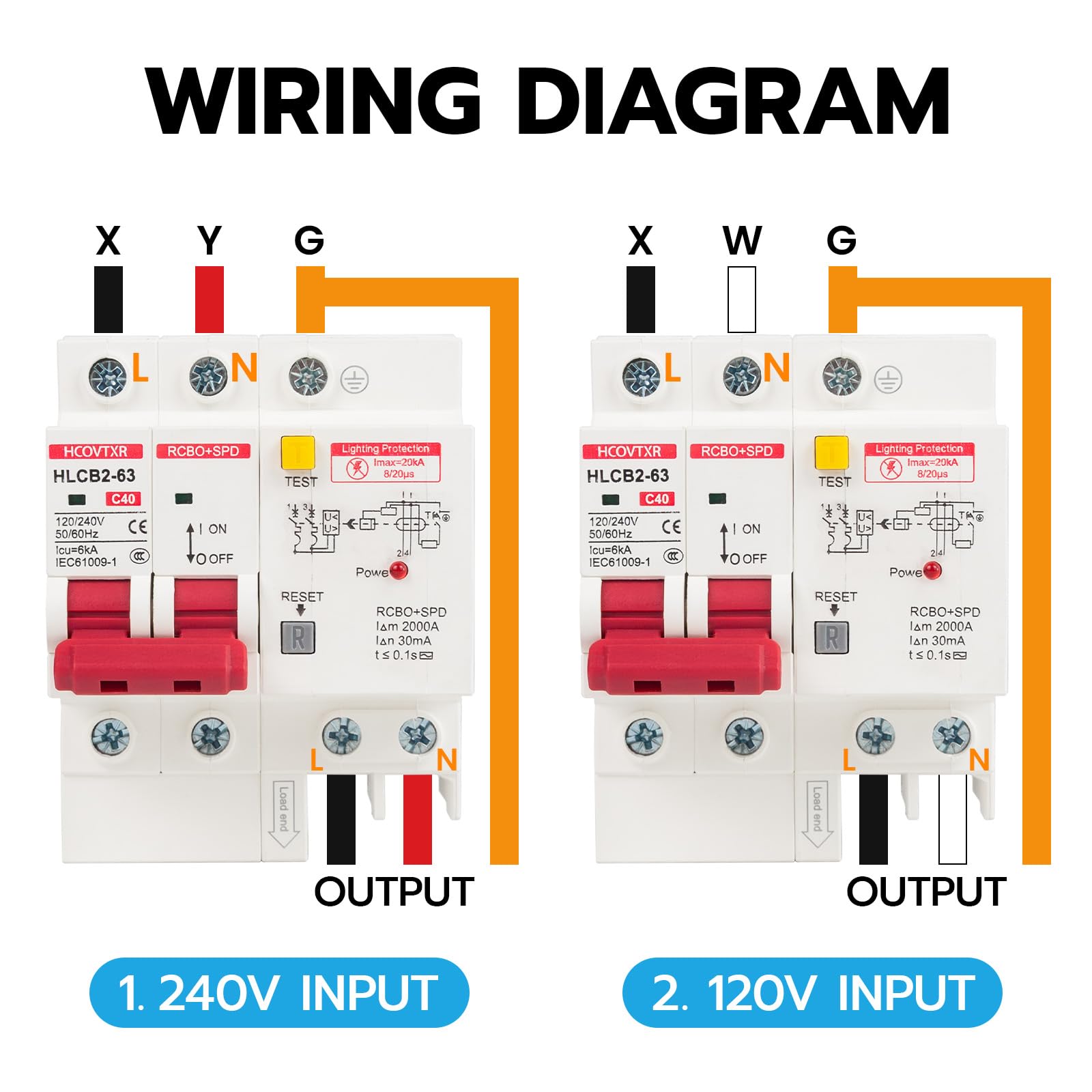 120V-240V Circuit Breaker with Leakage Protection,40 Amp RCBO and Surge Protector Breaker,DIN Rail Mount Ground Fault Circuit Breaker for Residential Industrial Outdoor — Amazon image 4