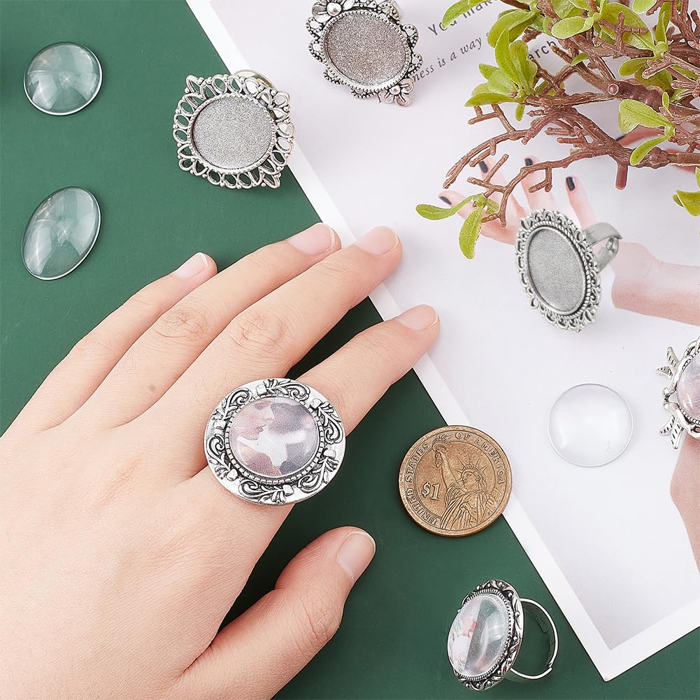 SUNNYCLUE 80 stuks doe-het-zelf 40 sets cabochon ring blanks verstelbare lege ringen blanco cabochon vingerringbasis pad instellingen lege randen voor sieraden maken kits cabochons ringen vrouwen