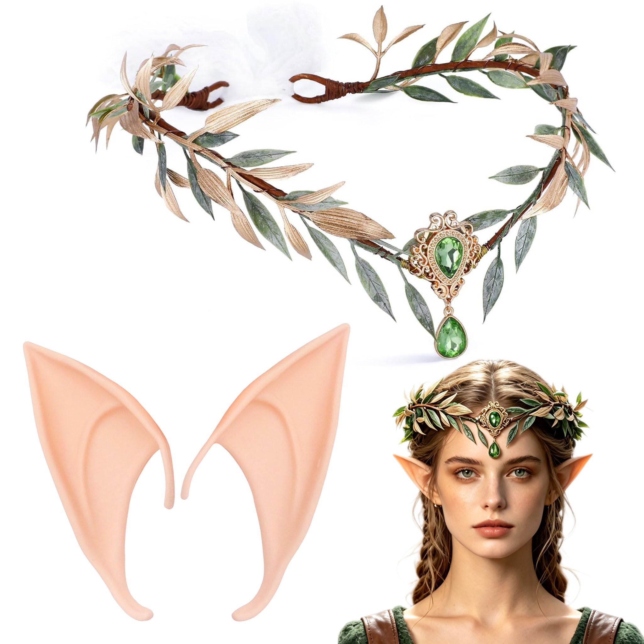 LaVenty Woodland Elf Crown Fairy Costume Medieval Viking Fairy Headpiece