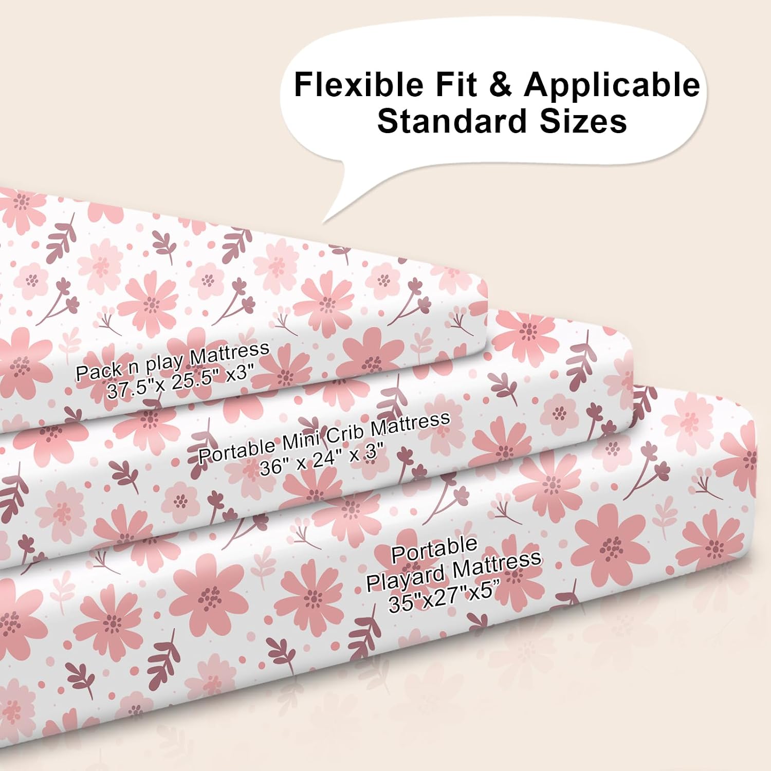Pack N Play Sheets Fitted, 2-Pack, Soft Breathable Playard Sheets, Mini Crib Sheets for Standard Pack N Play Mattress, Unisex Baby Sheets(Floral & Pink Plaid) thumbnail