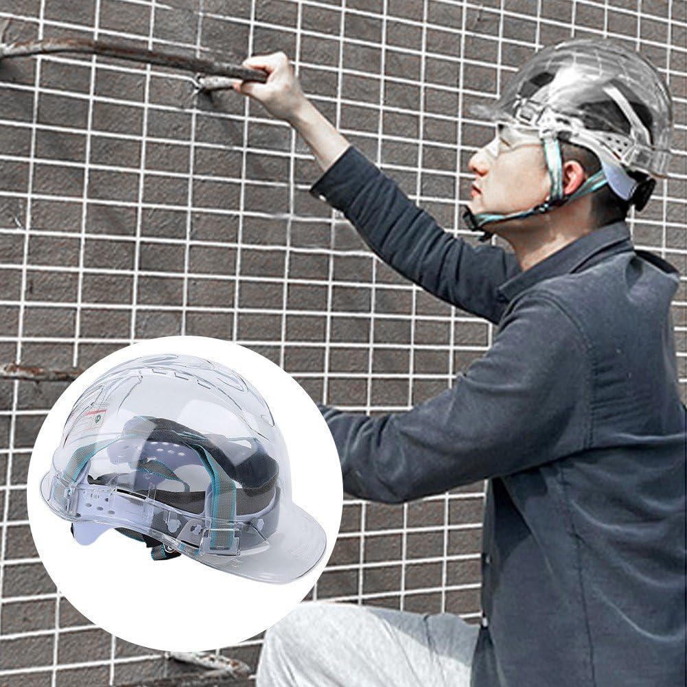 Przezroczysty przemysłowy kask ochronny, kask ochronny budowlany, kask ochronny dla pracowników, regulowany daszek ochronny do leśnictwa, pracowników budowlanych