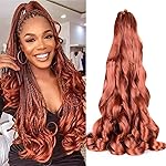 French Curl Braiding Hair 8pack Loose Wavy Pre Stretched Synthetic Spiral Curly Braiding Hair 350 Ginger 24inch 75g/pack Crochet Hair(24 Inch,8 Packs,350)