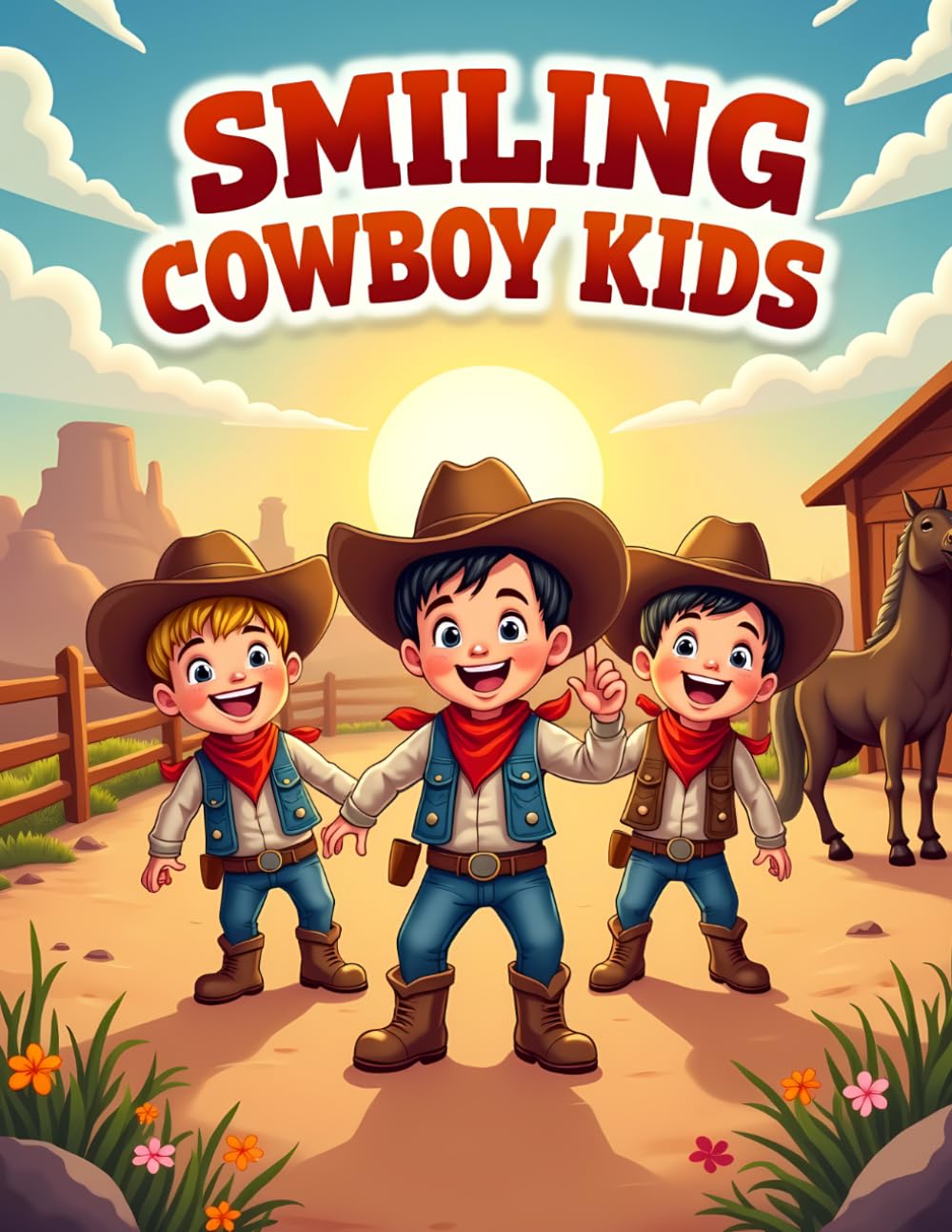 Smiling Cowboy Kids: Cute Western Coloring Book for Kids Ages 4–8 | Happy Horses, Ranch Life and Fun Adventures