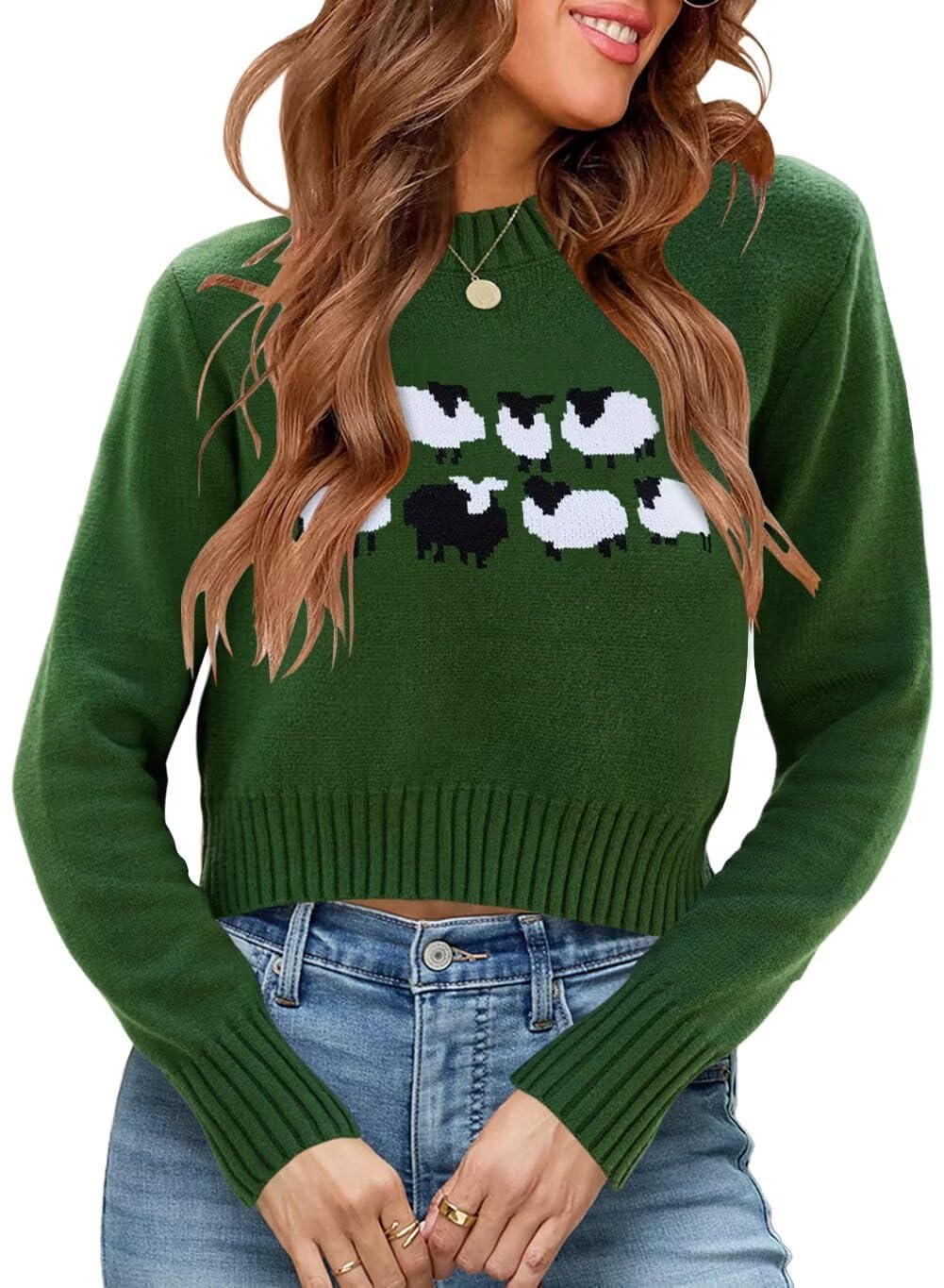 Womens Fall Cropped Sweaters 2026 Trendy Long Sleeve Crewneck Ribbed Knit Pullover Jumper Tops
