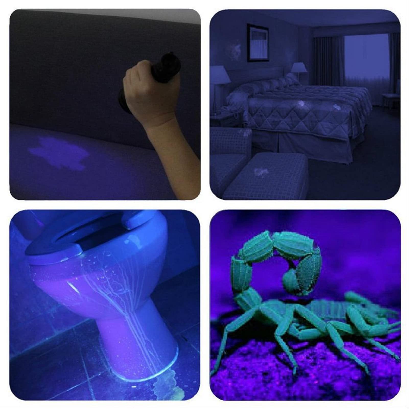 XUMIUZIY Linterna UV 3 LED 395nm Ultravioleta Antorcha Fluorescente