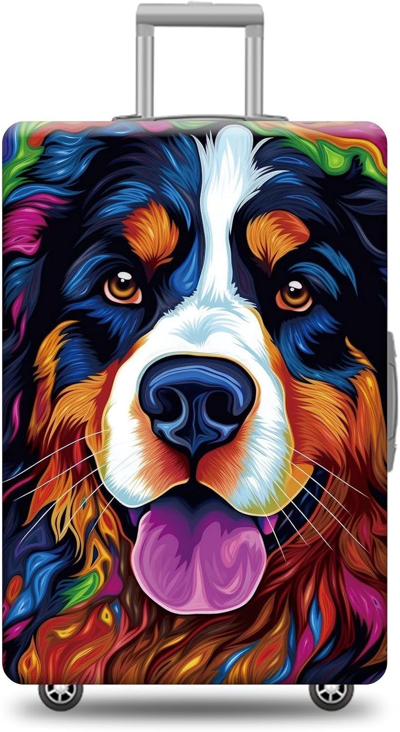 Personalized Dog Luggage Cover Bernese Mountain Dog Suitcase Cover Funny Animal Travel Luggage Covers Washable Elastic Suitcase Baggage Protector For Pet Lovers Style 2