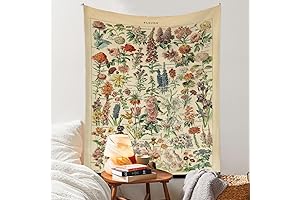 Vintage Flowers Tapestry: Floral Tapestry Botanical Plants Tapestry Wall Hanging