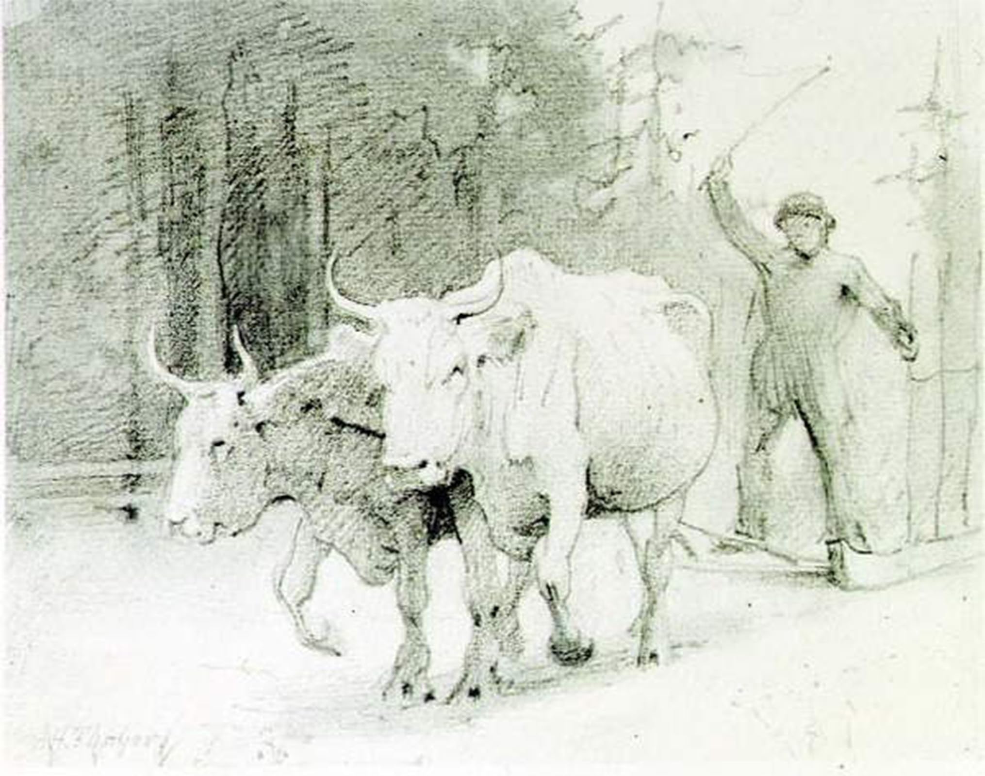 ARTXLXXBN Famous Painting Canvas Artwork Graffiti Print a French Peasant Driving Oxen by Abbott Handerson Thayer Portrait Canvas Image for Home Decor 60x90cm