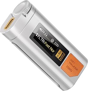 HIFI WALKER D20 DAC512 Portable Headphone Amp/DAC – USB Hi-Res Audio Dongle with 4.4mm Balanced & 3.5mm Output, ES9038Q2M + CT7601PR, Support PCM 768kHz/DSD512, CNC Aluminum, OLED Display