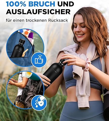 Miniatura 5 de Botella de agua de acero inoxidable sin plástico de 35 onzas para Sodastream Terra, Fizzi, Art, apta para lavavajillas, a prueba de fugas, botellas