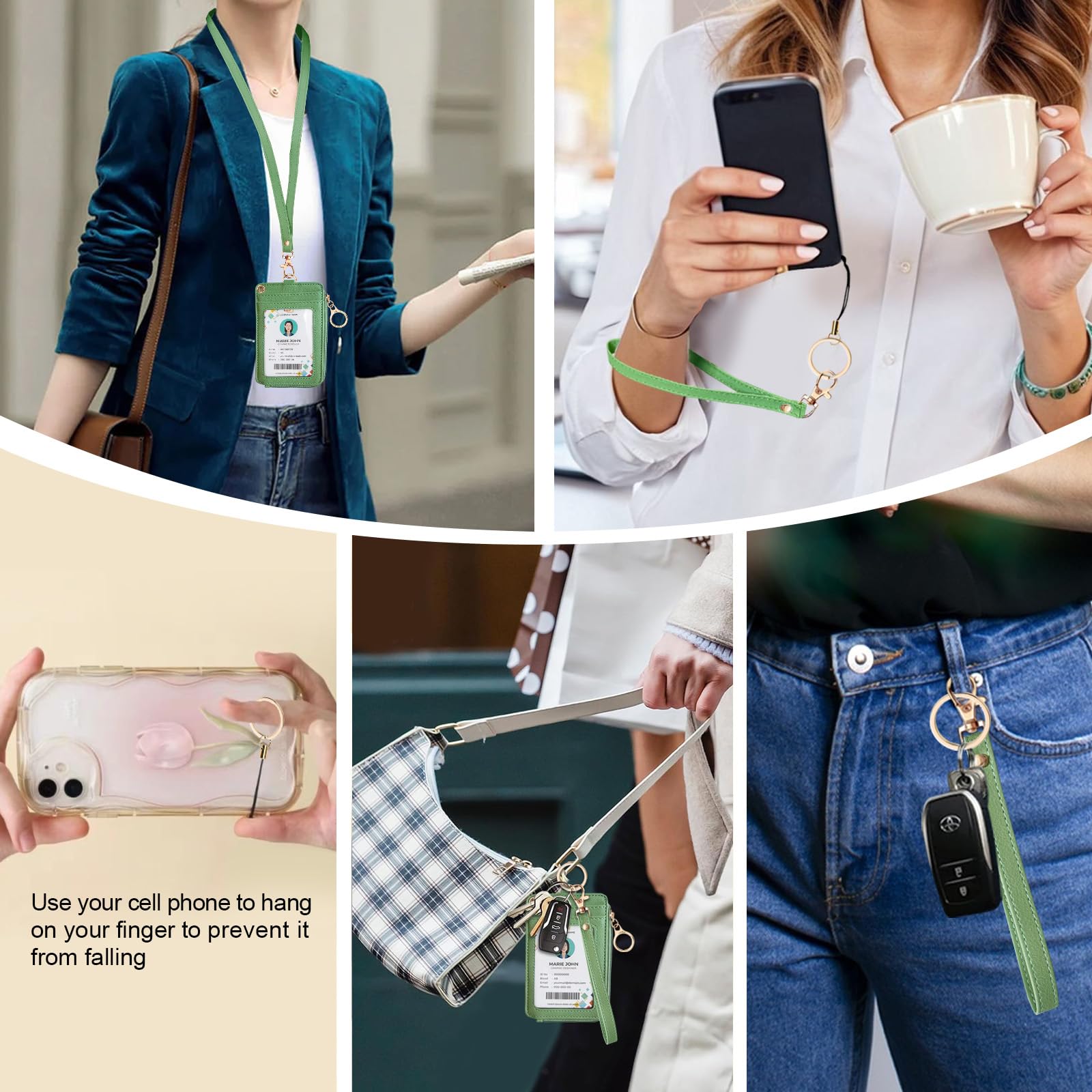 bolimoss 2-in-1 ID Badge Holder & Lanyard Wallet for Women Teacher PU Leather ID Badge Wallet Case with Detachable Wristlet & Neck Lanyard - Image 2