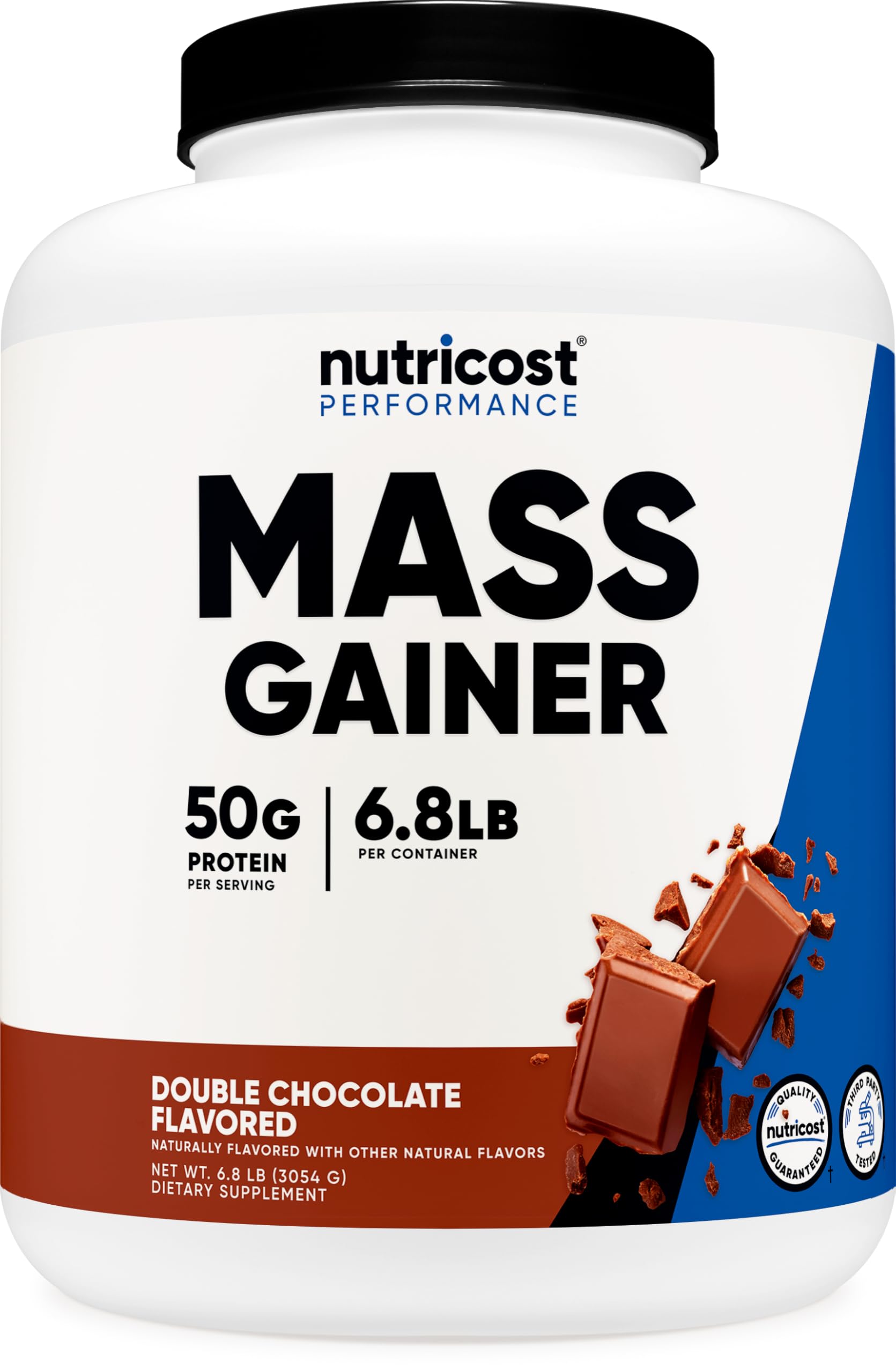 Mass Gainer Double Chocolate Flavor, 6.7 LBS, 50 Grams of Protein Per Serving - Non-GMO & Gluten Free