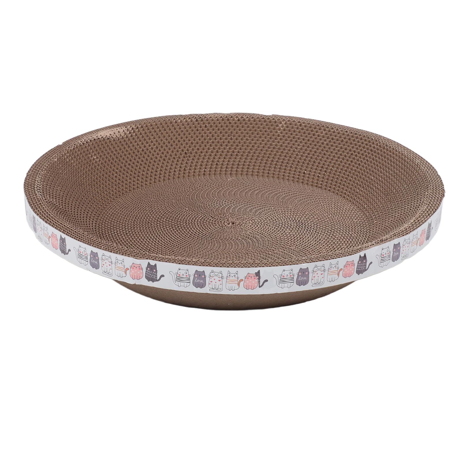 FILFEEL Letto Tiragraffi per Gatti con Salotto Integrato, Tappetino Tiragraffi in Cartone Ondulato, Ciotola Rotonda da 44,5 Cm per Uso Interno (Rotondo 44,5 cm)