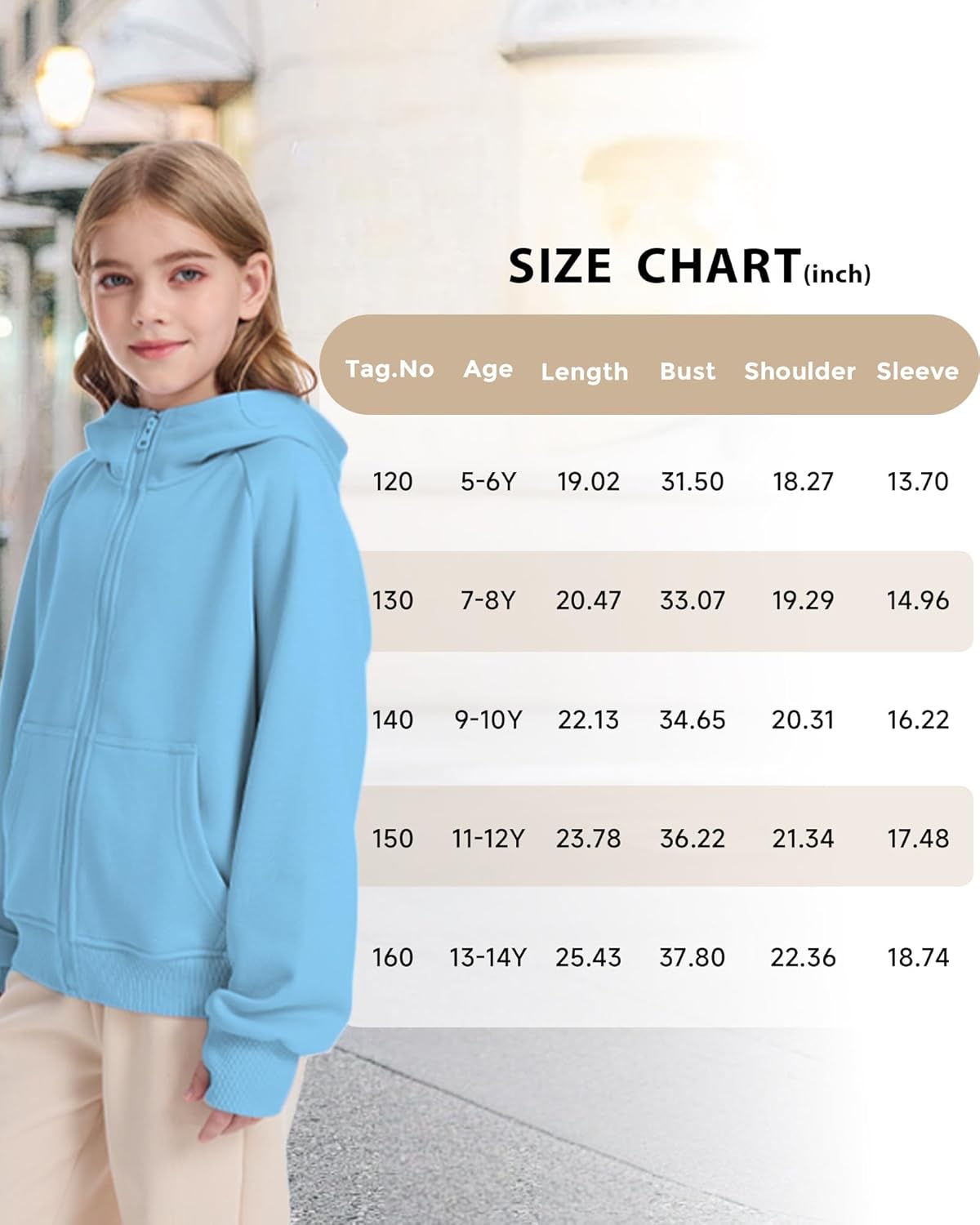 Girls Zip Up Hoodies Teen Fleece Full-Zip Sweatshirts Jacket Casual Hoodie with Pocket 5-14Y - Image 9