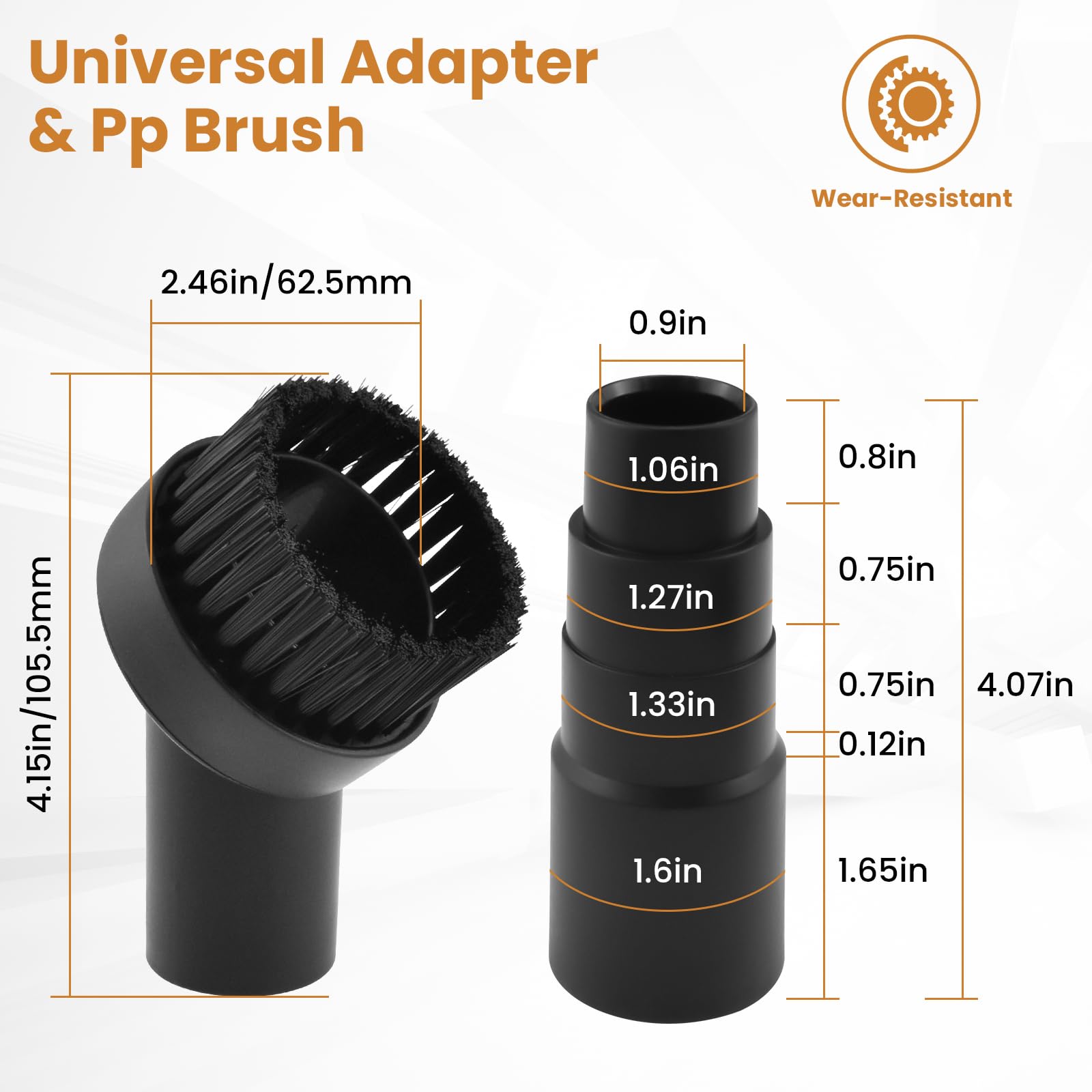 ZDRU 2 Pcs Black Round Vacuum Brush, 1-1/4
