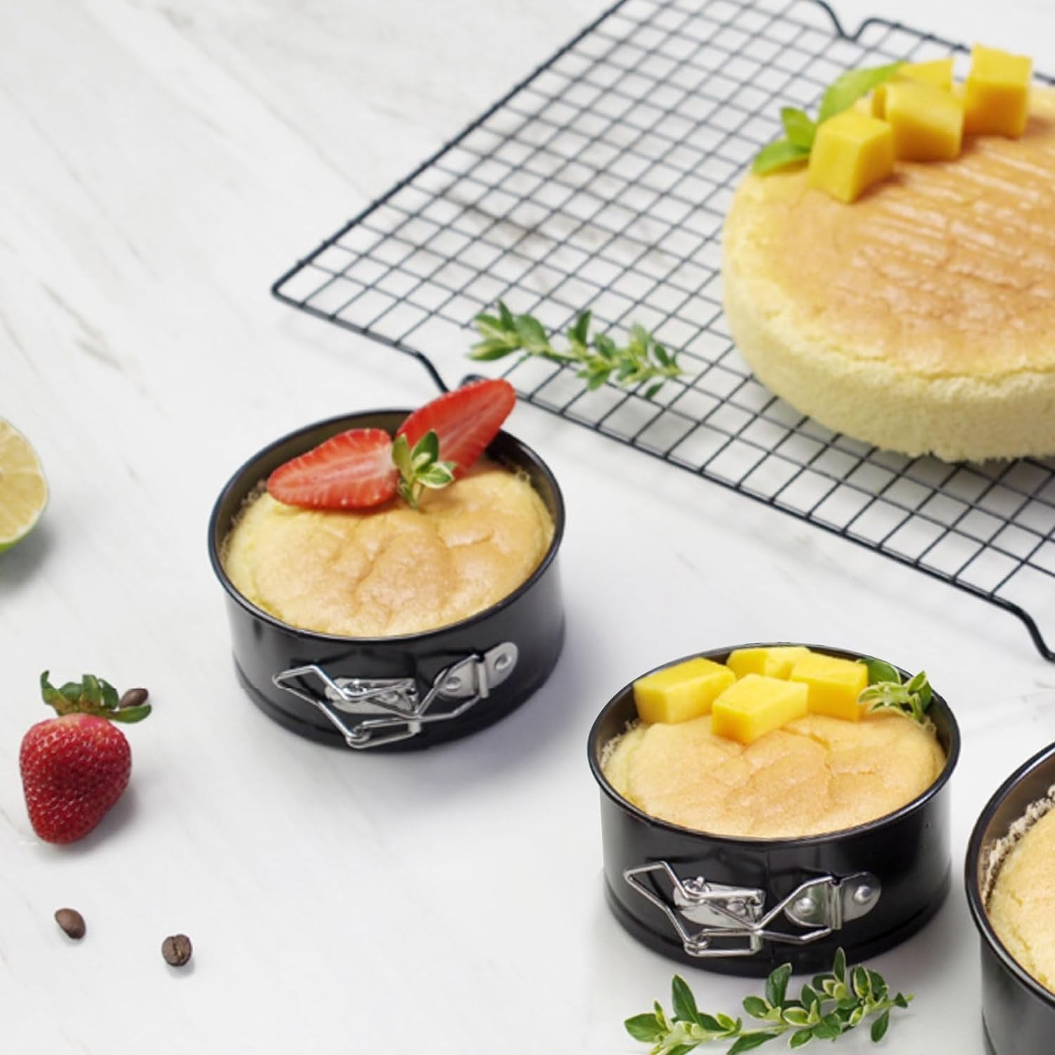 8 moldes de 4 pulgadas con forma de resorte, pequeños moldes redondos a prueba de fugas, mini moldes para tartas de queso con parte inferior extraíble, antiadherente, para mini tartas de queso,